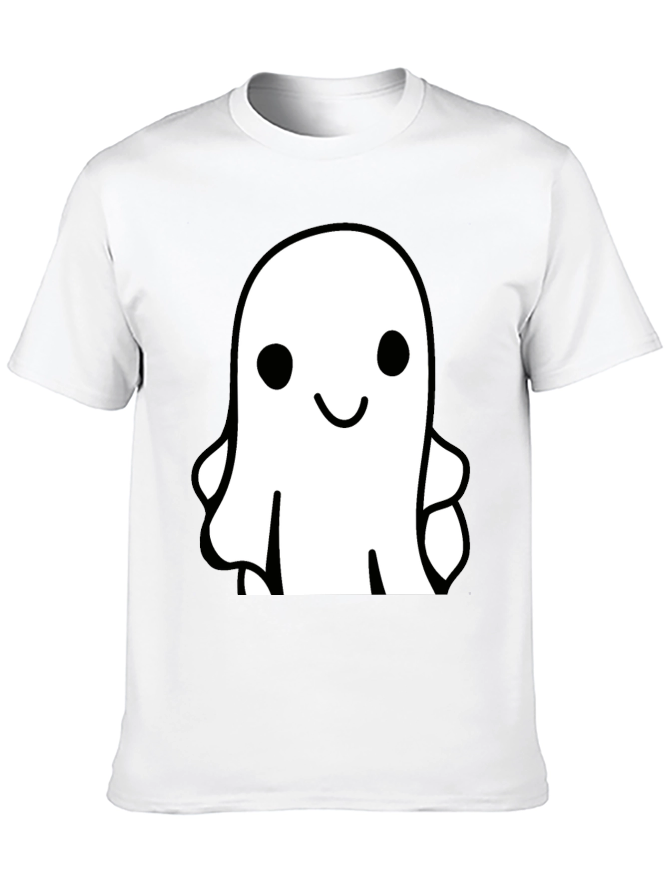 Black Cute Ghost Graphic Tee - Black Cotton T-Shirt view 10