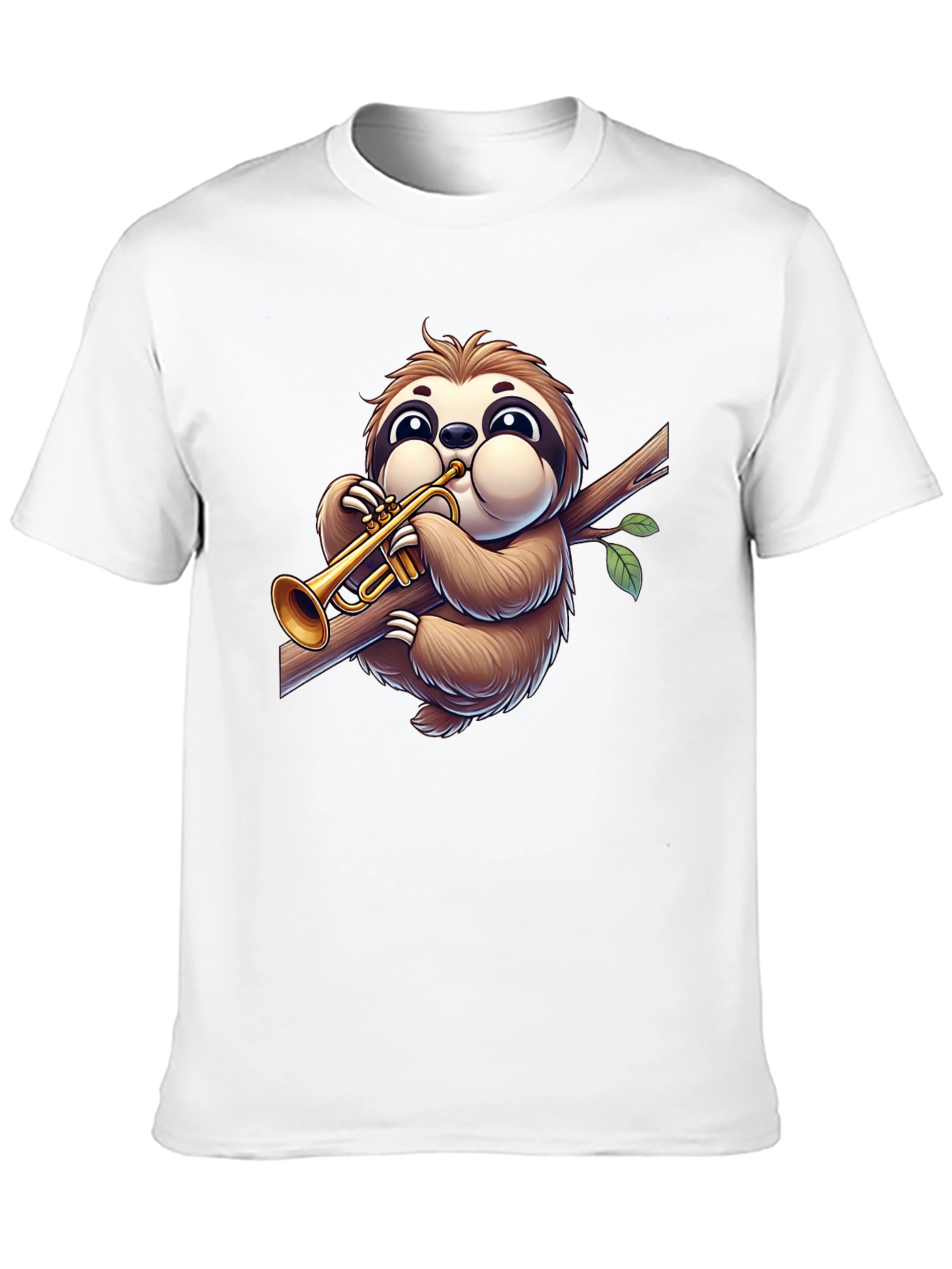 Black Sloth Trumpet T-Shirt - Cartoon Music Lover Tee view 10