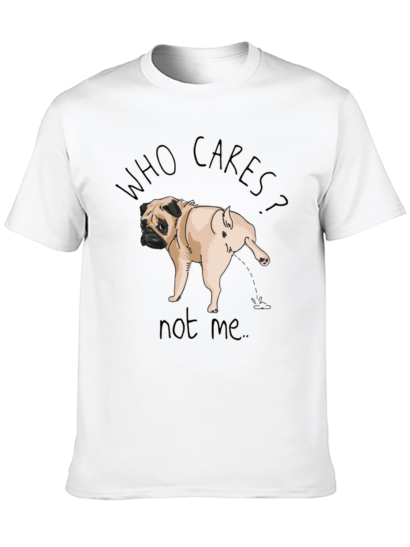 Black Funny Pug Dog Graphic Tee - Who Cares? view 10