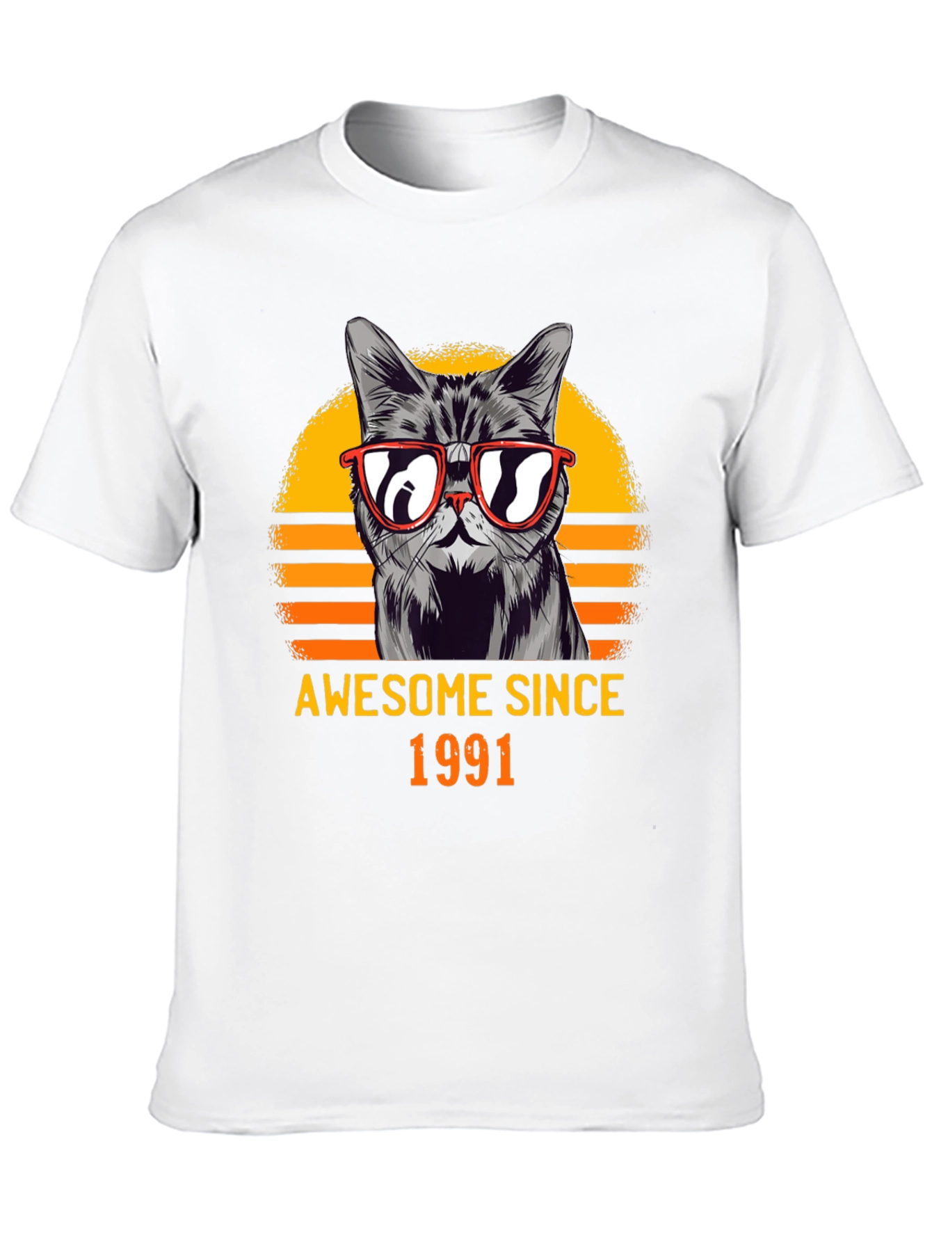 Black Awesome Since 1991 Cat Graphic T-Shirt view 10