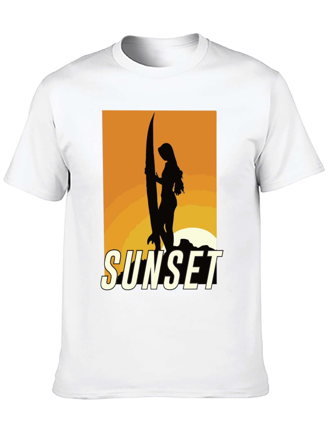 Black Sunset Surfer Graphic Tee - Black Cotton T-Shirt view 10