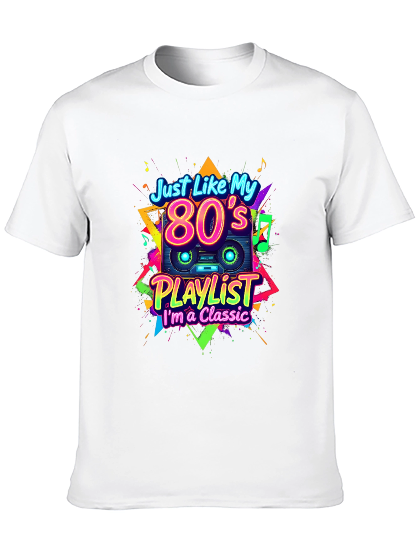 Black 80's Playlist Classic Black T-Shirt view 10