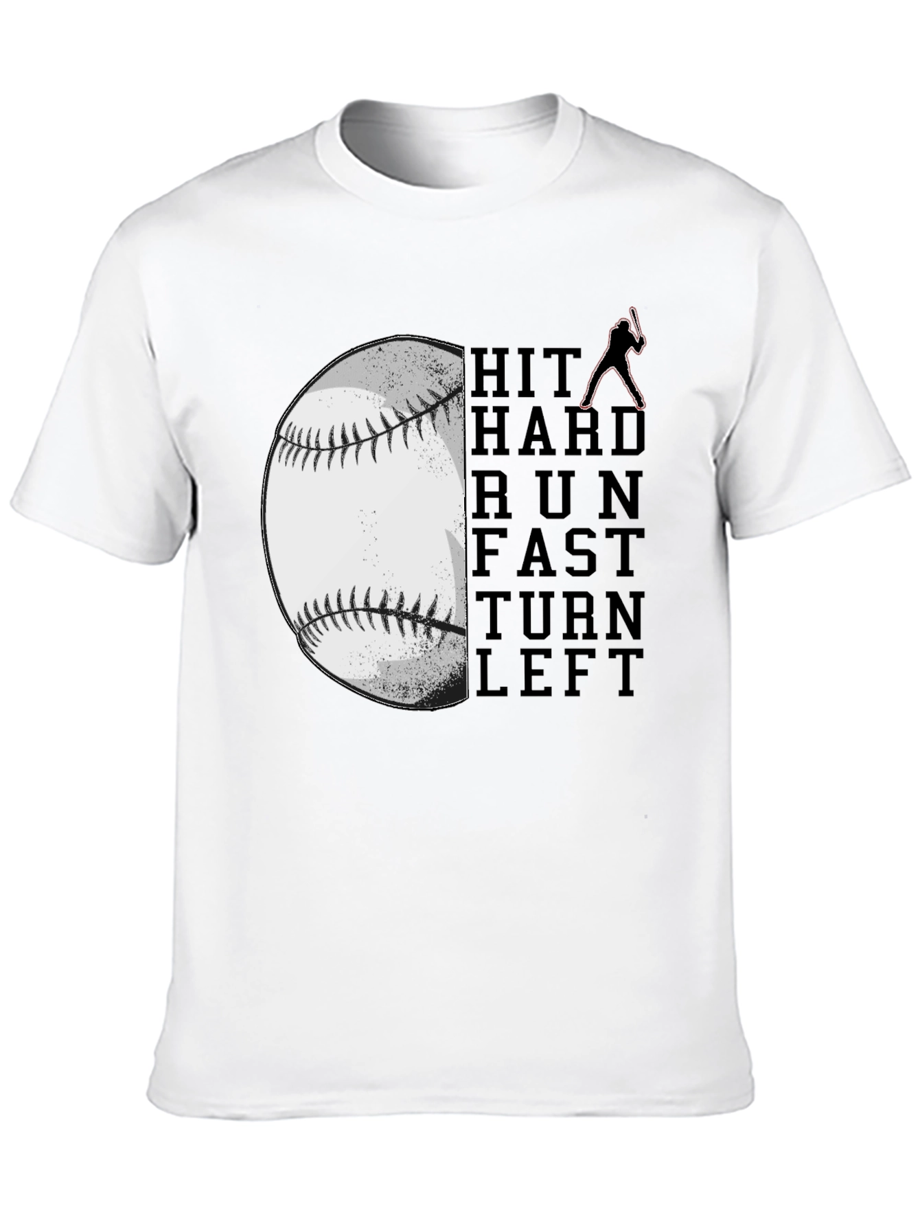 Black Baseball Hit Hard Run Fast T-Shirt view 10