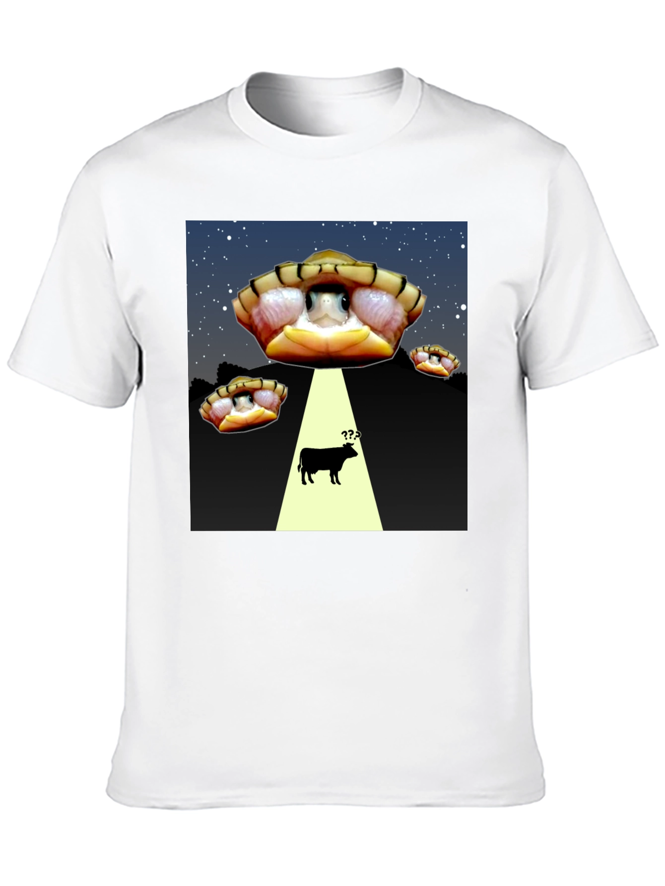 Black Alien Turtle Abduction T-Shirt - Funny Graphic Tee view 10