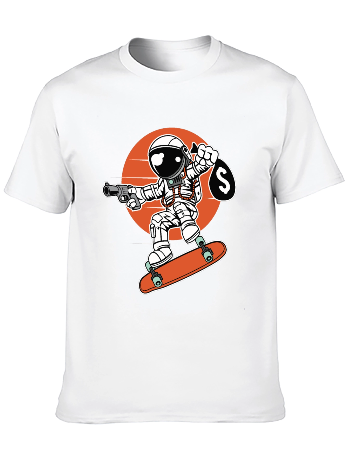 Black Astronaut Skateboarder Graphic Tee view 10