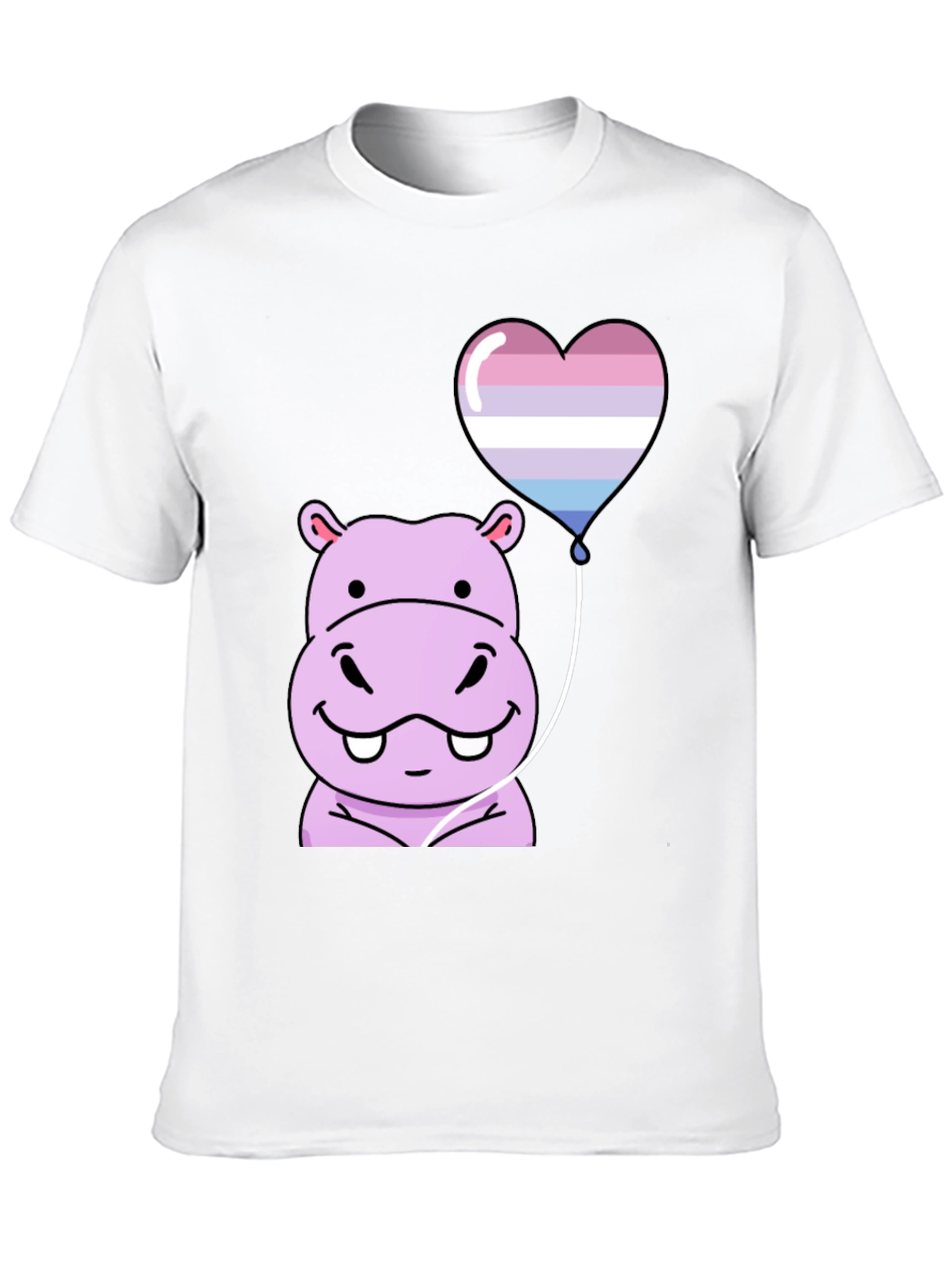Black Hippo Heart Balloon T-Shirt view 10