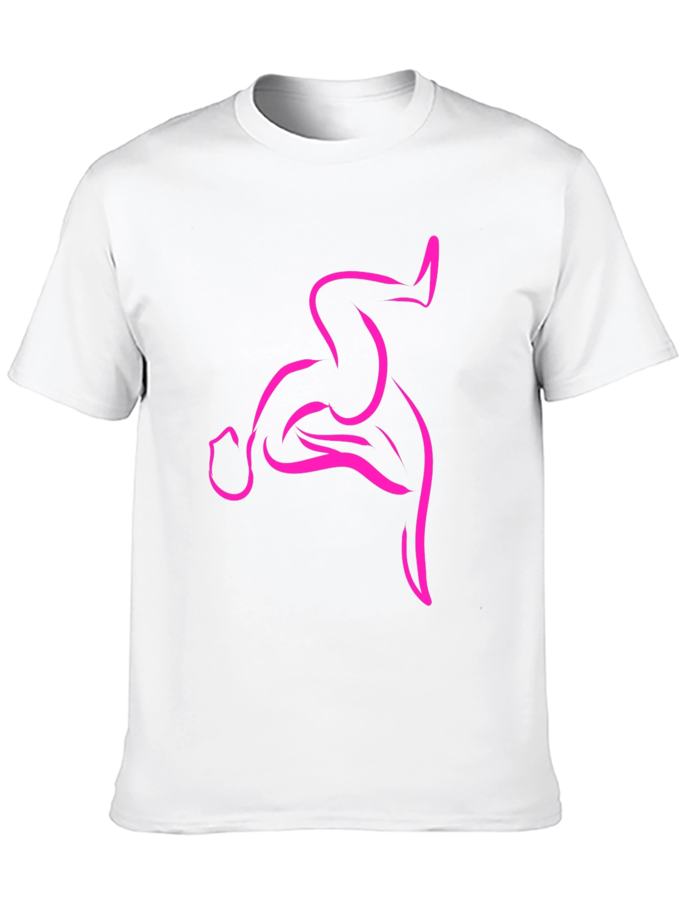 Black Men's Black T-Shirt with Abstract Pink Design view 10