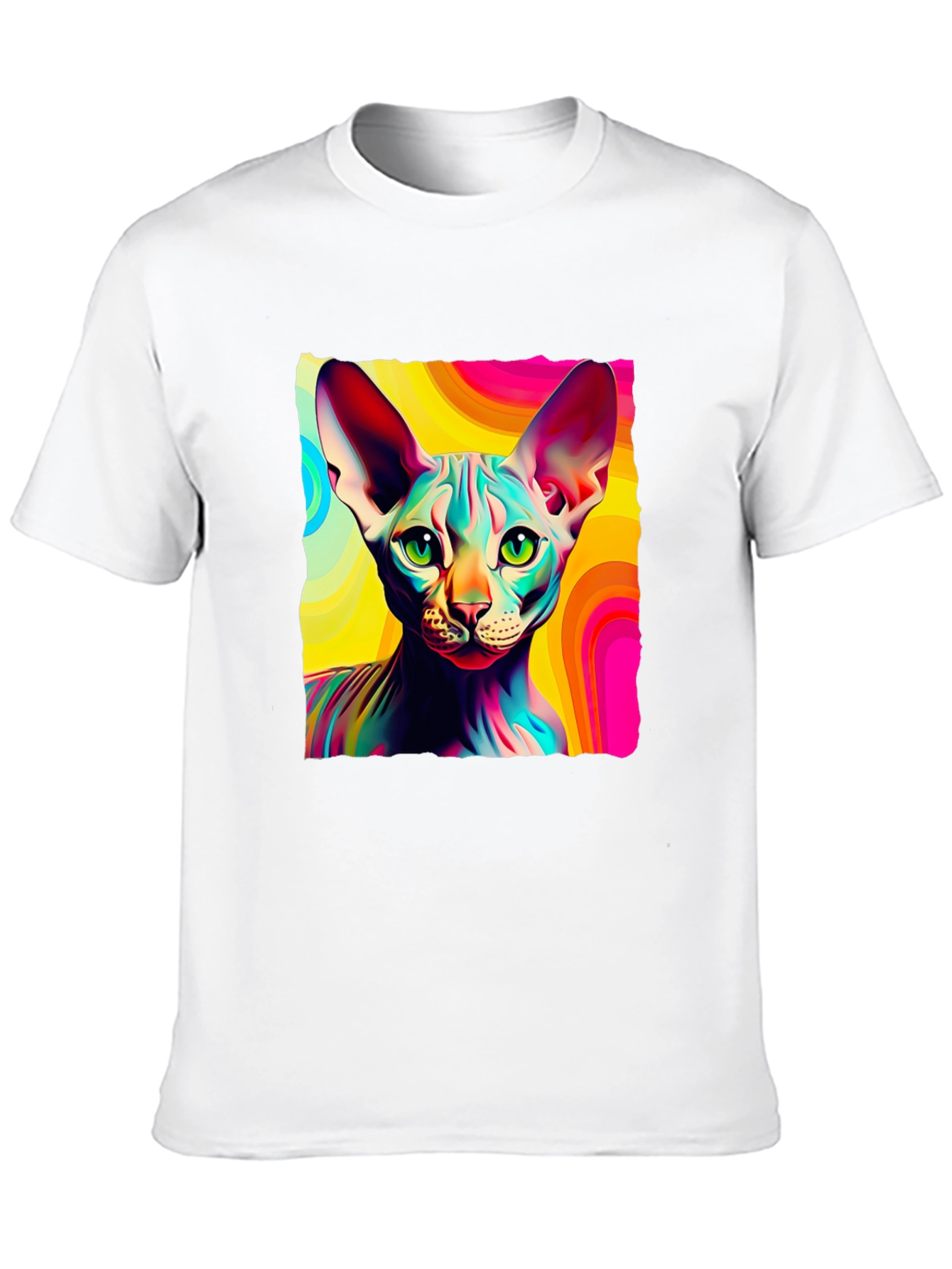 Black Psychedelic Sphynx Cat Graphic Tee - Unisex view 10