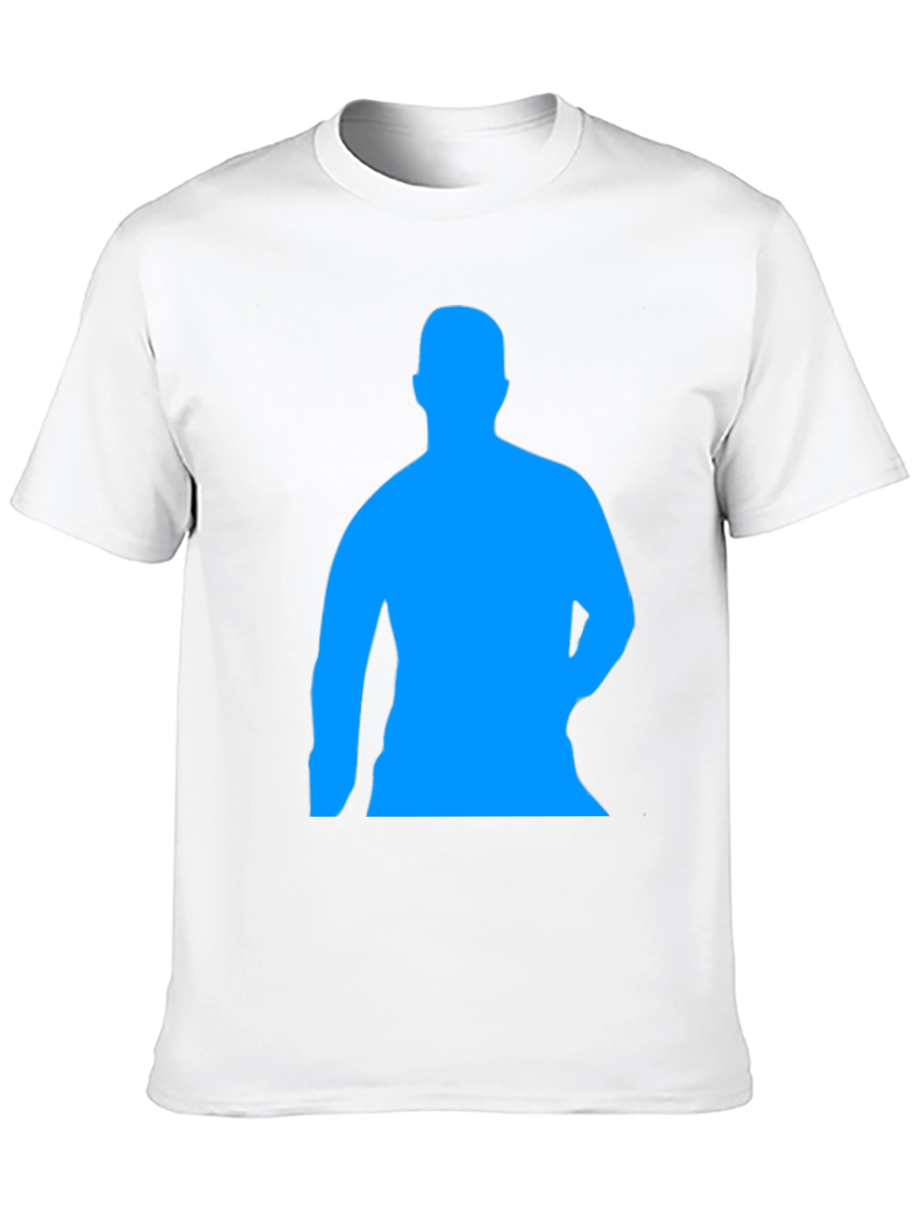 Black Men's Black T-Shirt with Blue Silhouette Print view 10