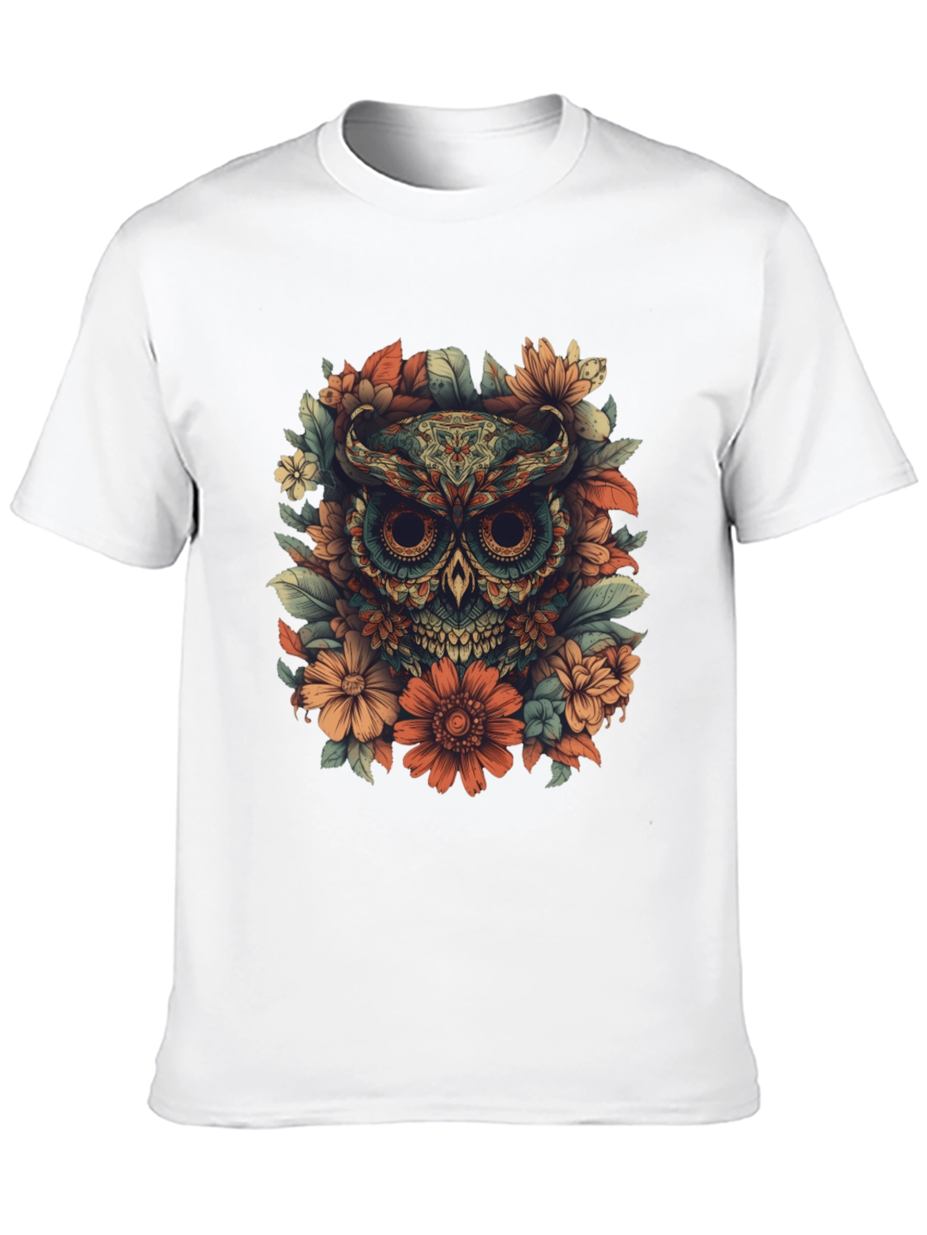 Black Floral Owl Graphic Tee - Unique Design view 10