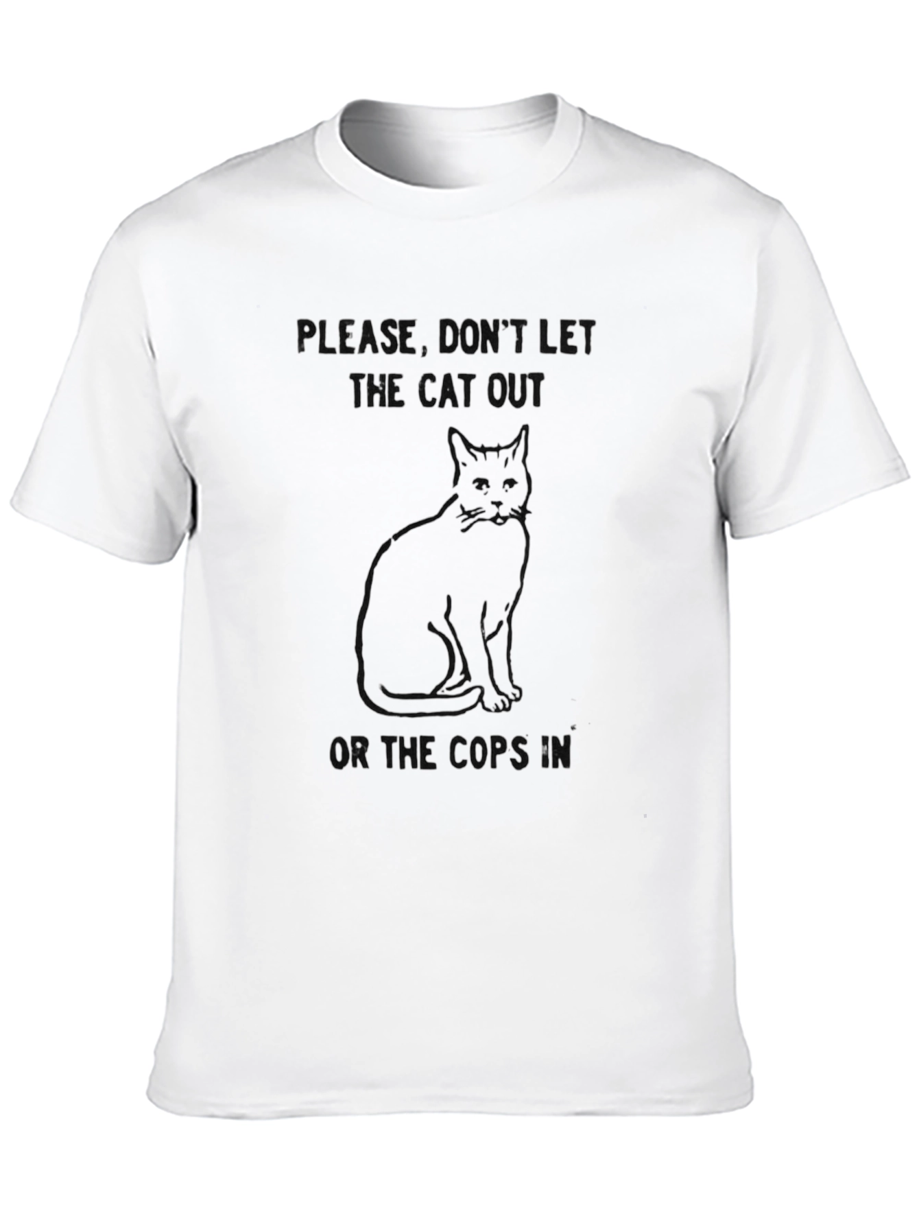 Black Don't Let Cat Out T-Shirt: Humorous Graphic Tee view 10
