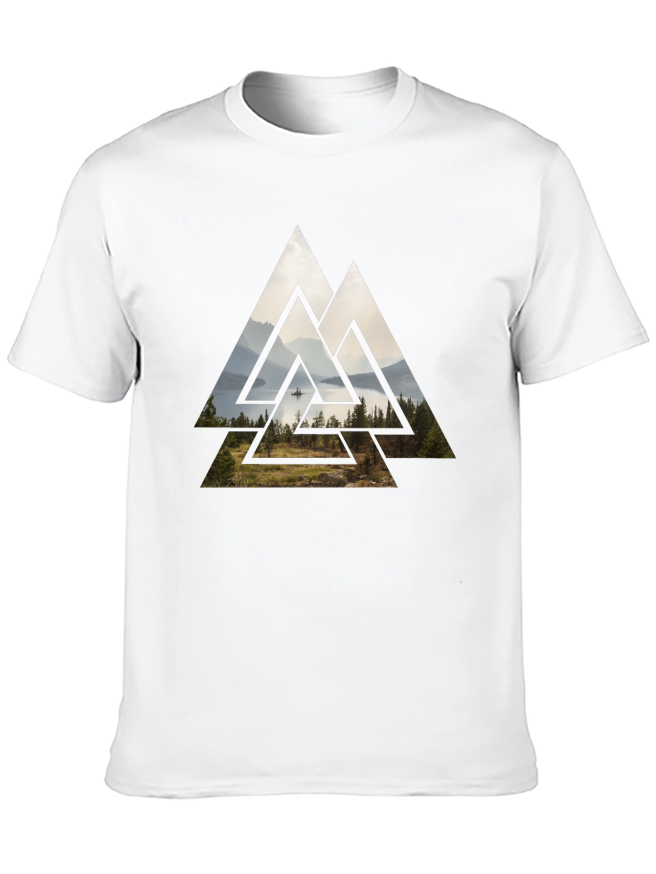 Black Geometric Landscape Graphic Tee - Black Cotton Blend view 10