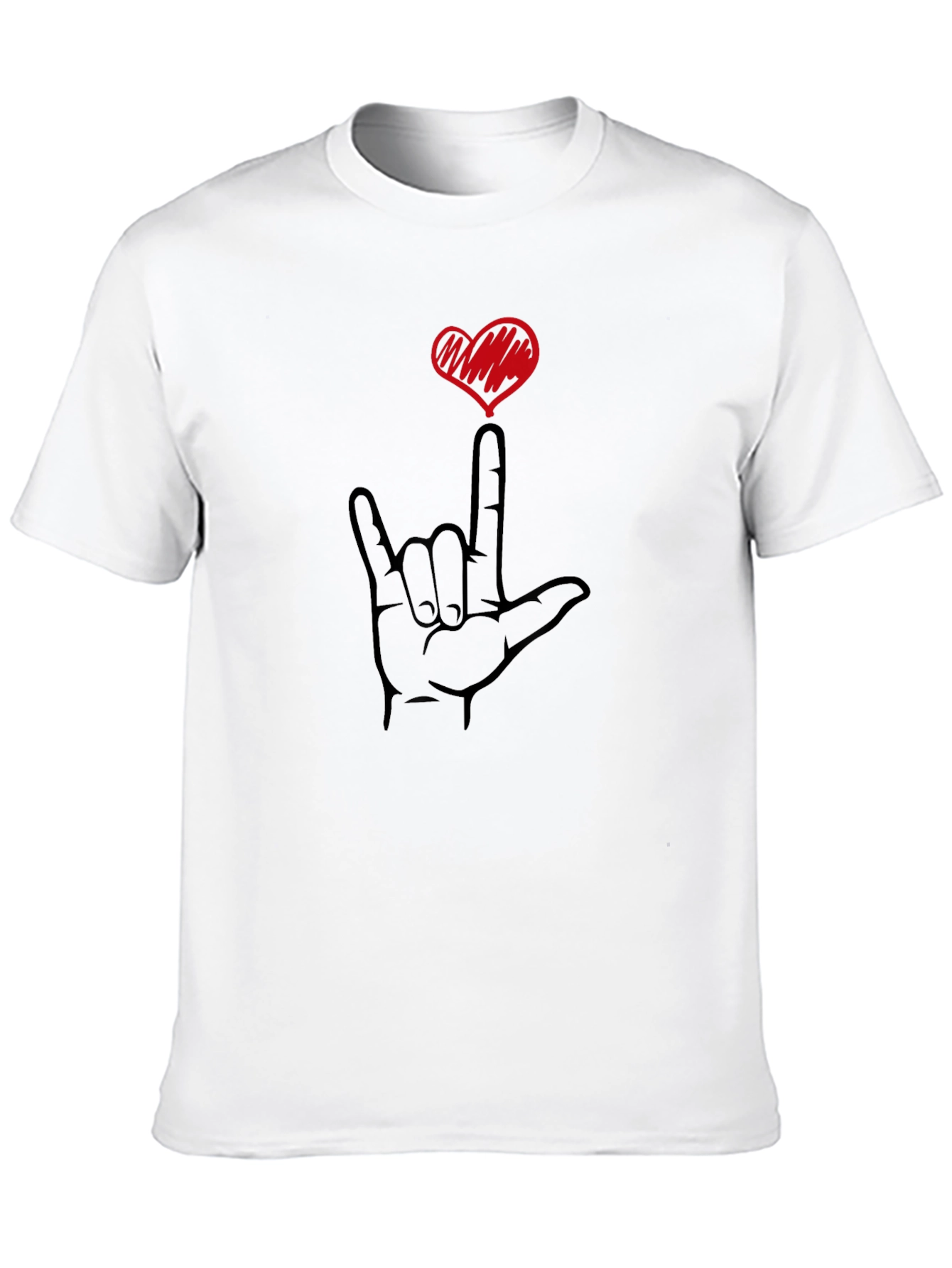 Black I Love You Hand Sign Black T-Shirt view 10