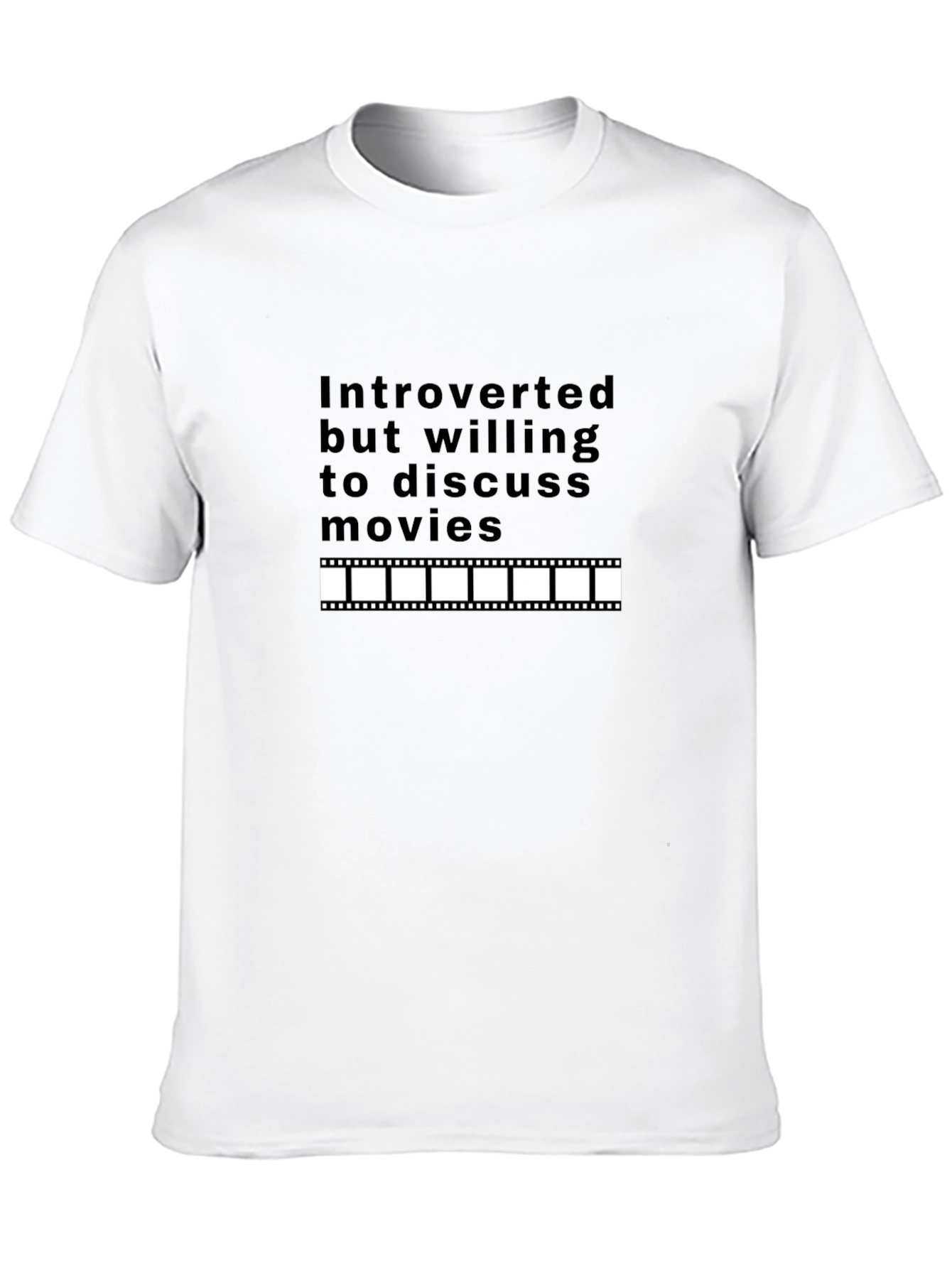 Black Introverted Movie Lover T-Shirt - Black Cotton Tee view 10