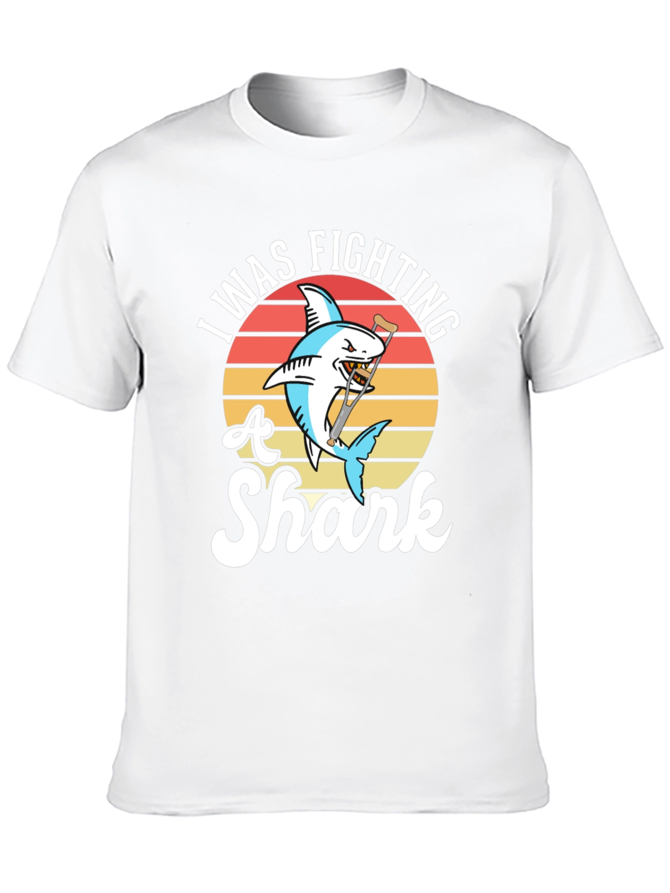 Black I Was Fighting a Shark Funny T-Shirt view 10