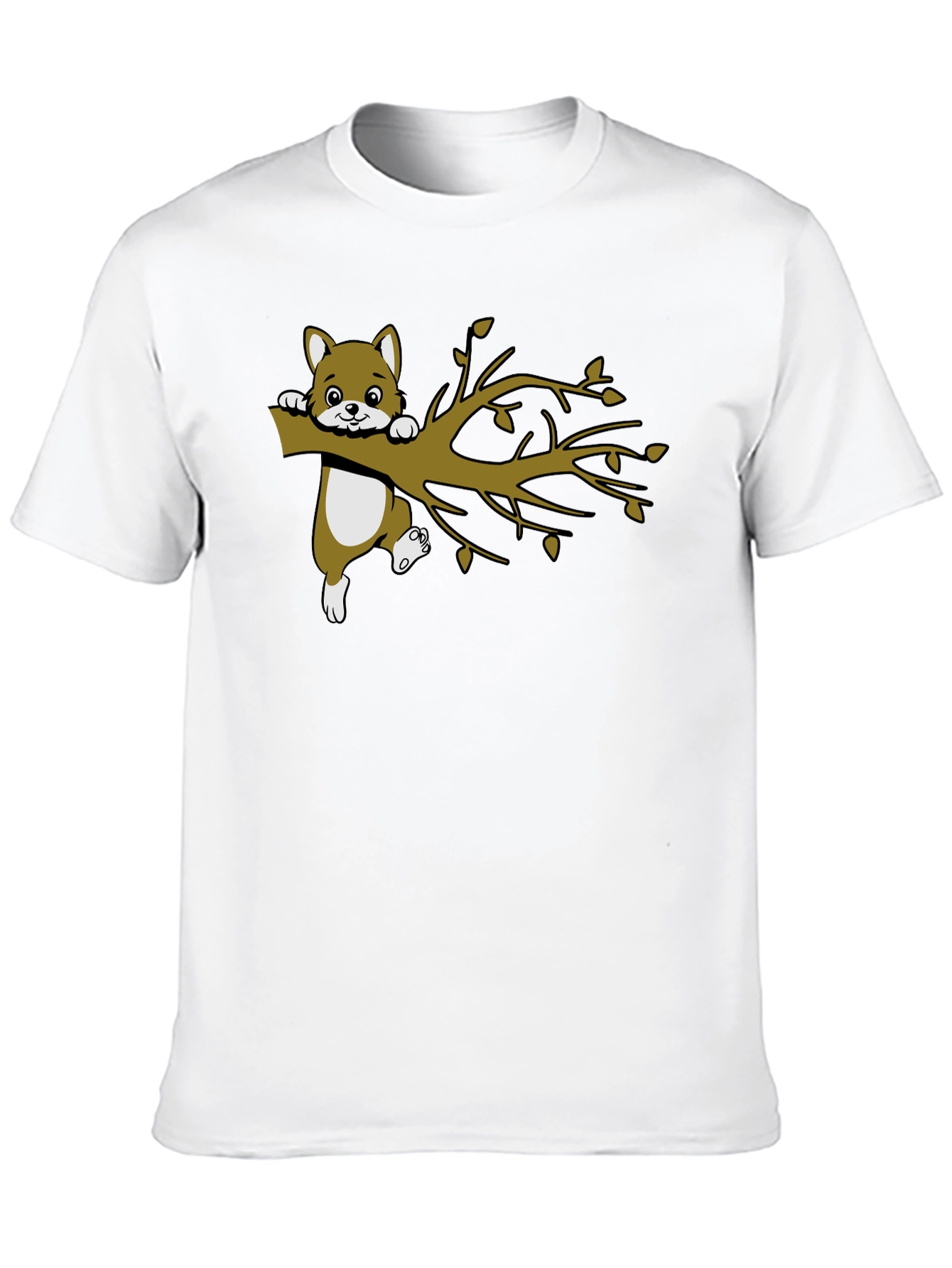 Black Cute Squirrel on Branch Graphic T-Shirt view 10