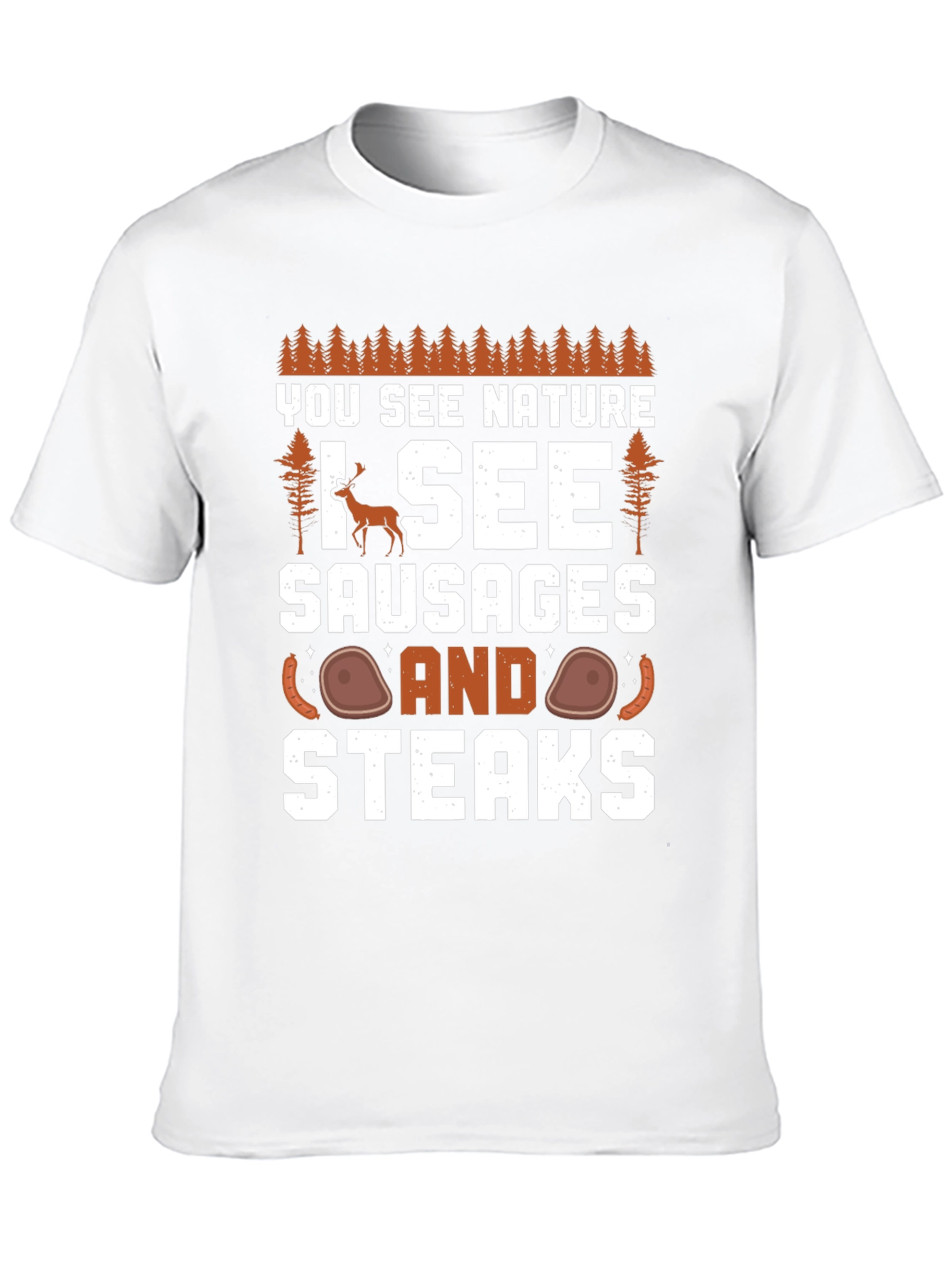 Black Nature Humor T-Shirt - I See Sausages and Steaks view 10