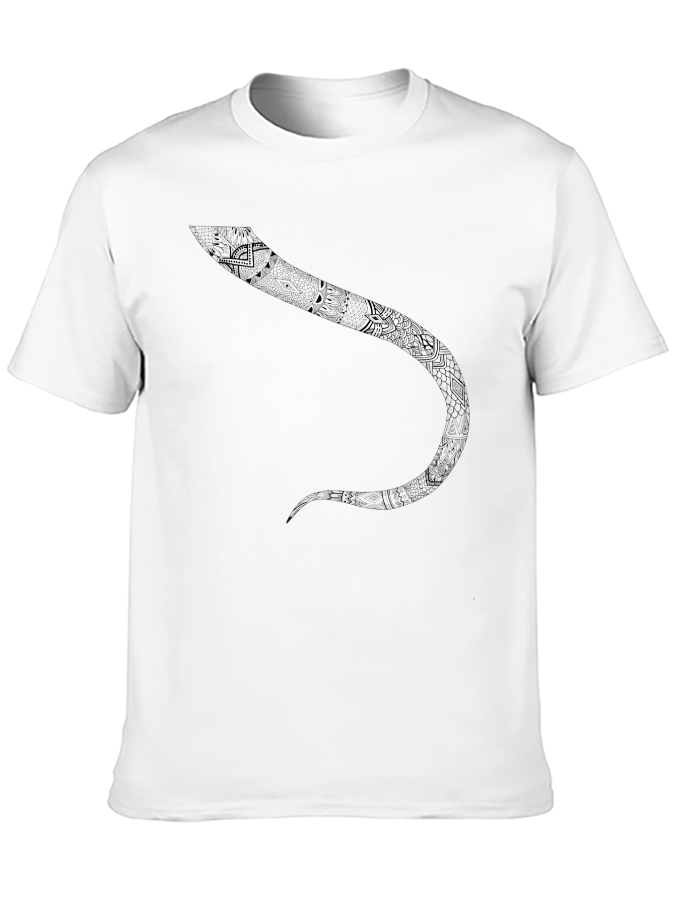 Black Tribal Snake Graphic Black T-Shirt view 10