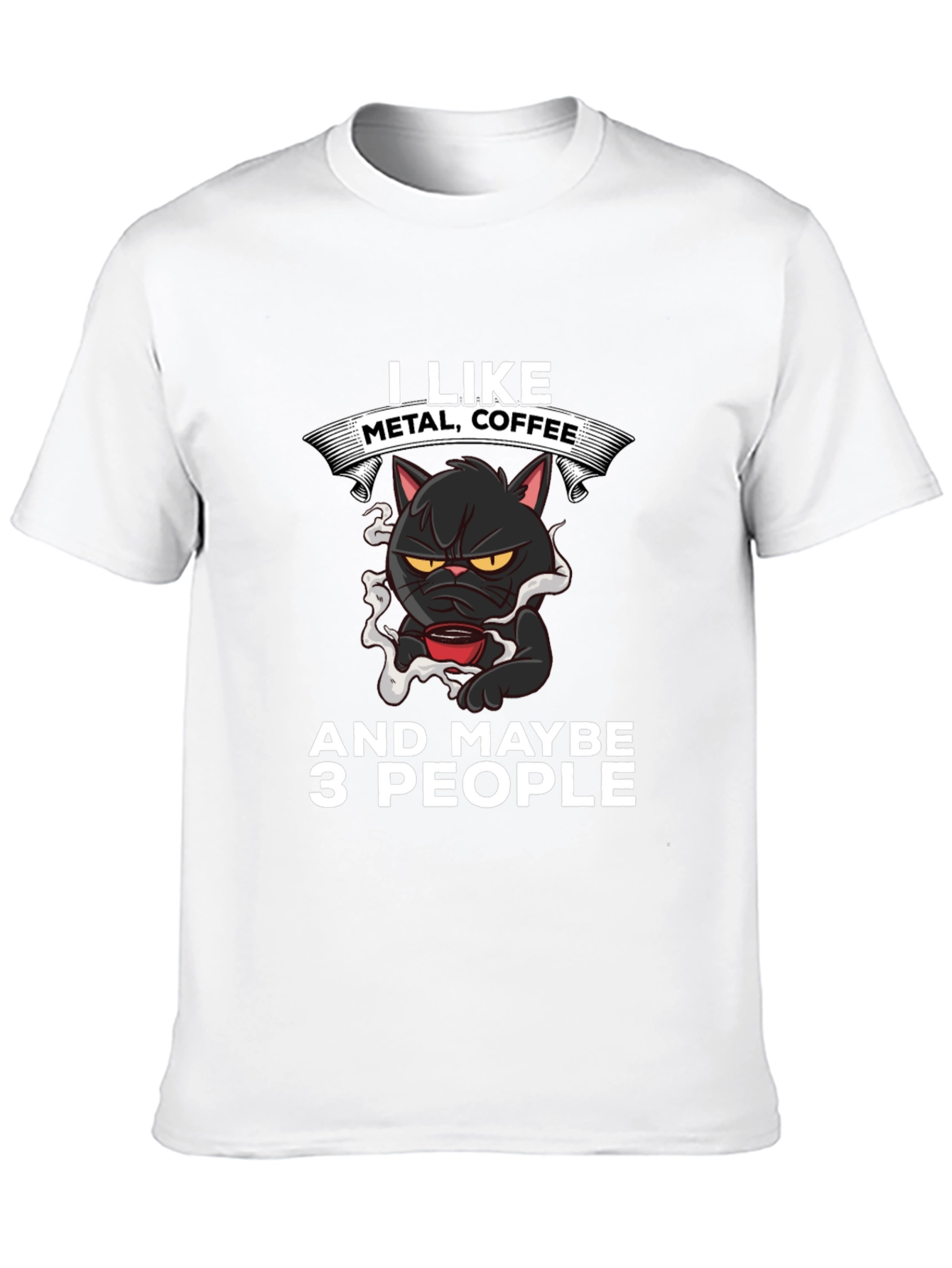 Black Metal Coffee Cat Graphic T-Shirt view 10