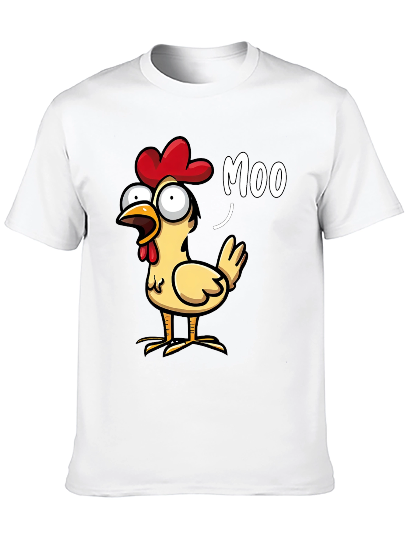 Black Funny Chicken Moo T-Shirt - Novelty Humor Tee view 10