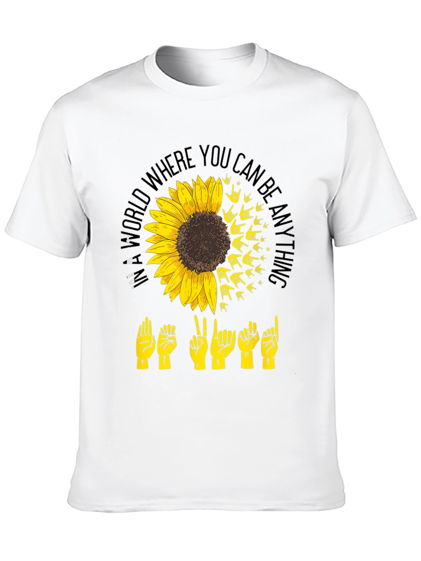 Black Sunflower ASL "Be Kind" Graphic T-Shirt view 10