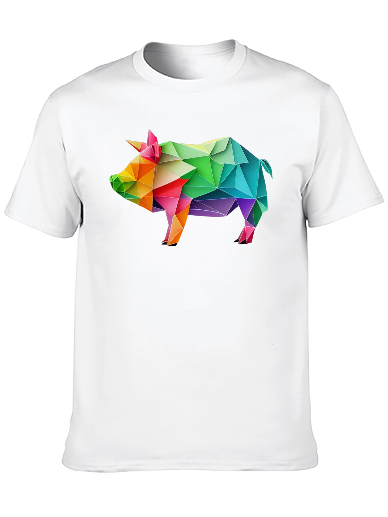 Black Geometric Pig T-Shirt - Black, Unique Design view 10