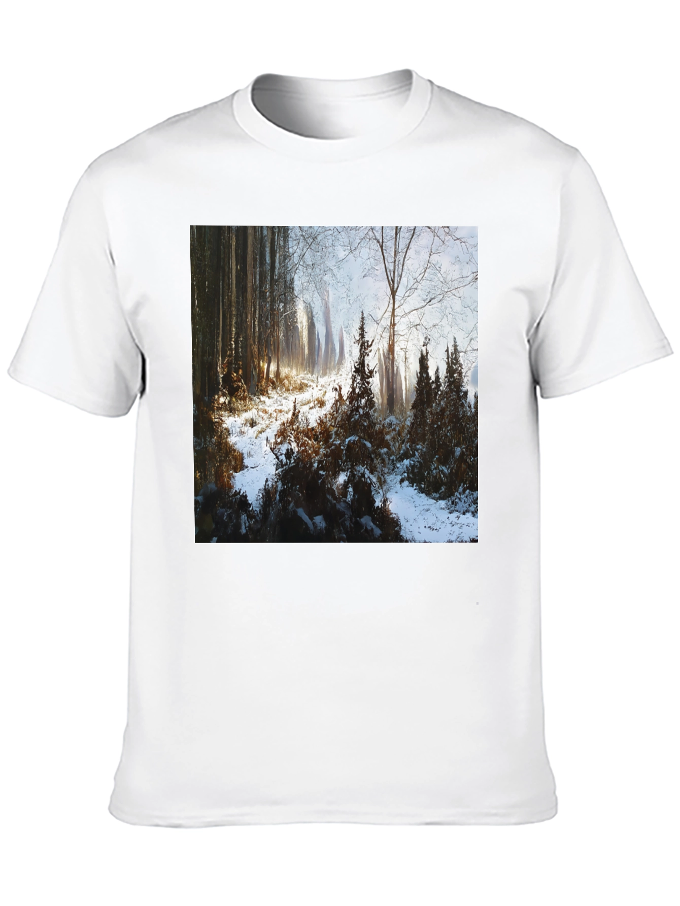 Black Winter Forest Scene T-Shirt view 10