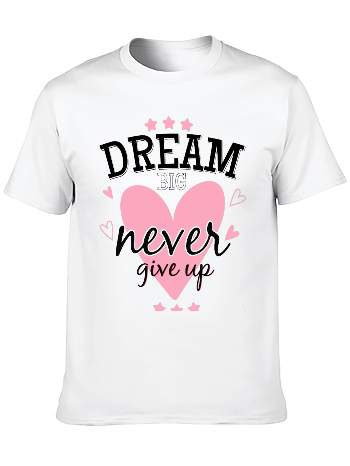 Black Dream Big T-Shirt Never Give Up Heart Star Design view 10