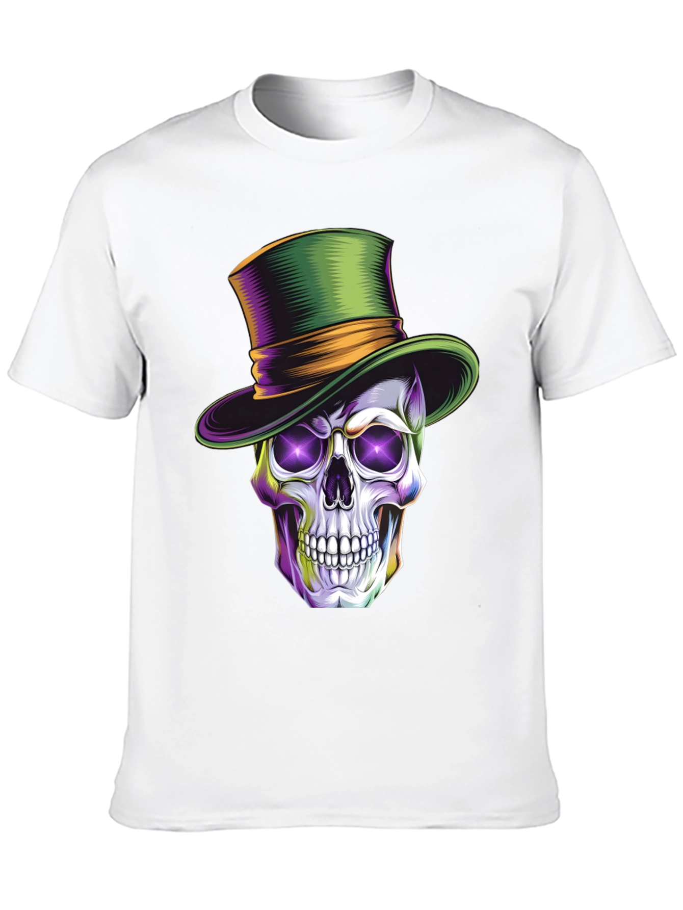 Black Skull with Top Hat Graphic T-Shirt view 10