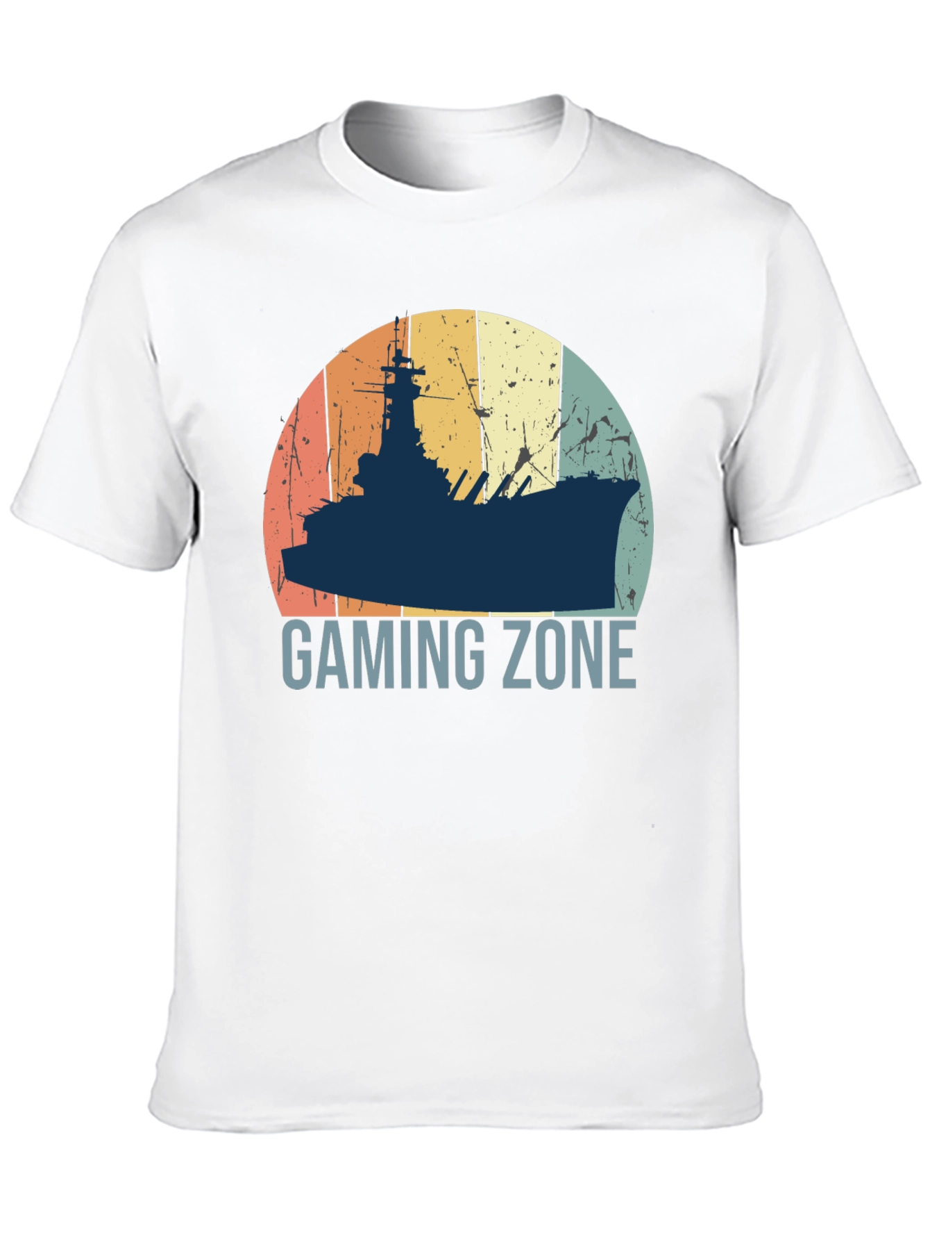 Black Gaming Zone Battleship T-Shirt - Retro Style view 10