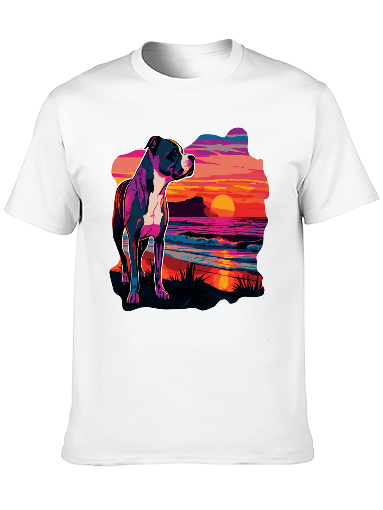 Black Sunset Pitbull Graphic Tee - Cool Dog Lover Shirt view 10