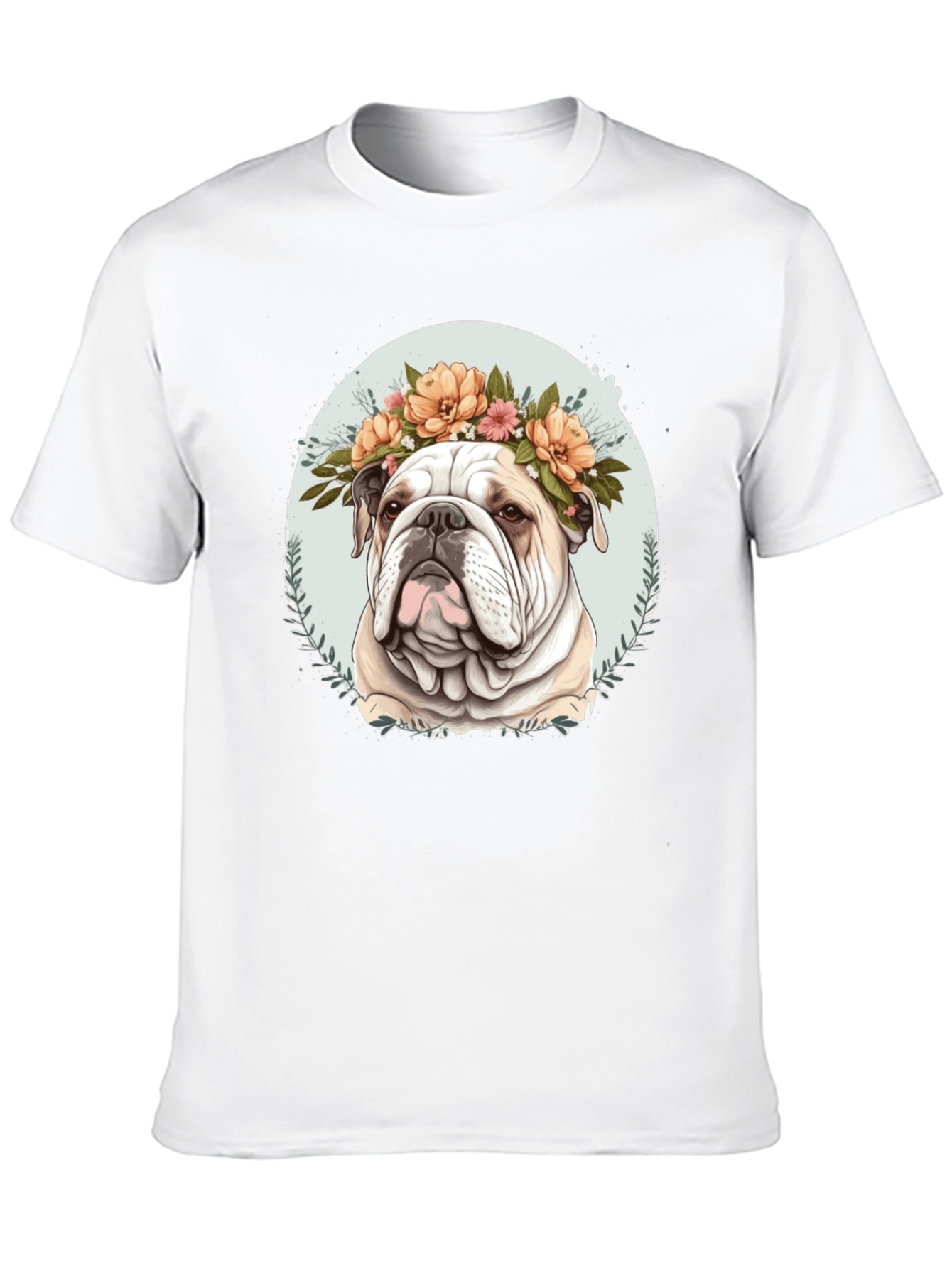 Black Bulldog Floral Crown Black T-Shirt view 10