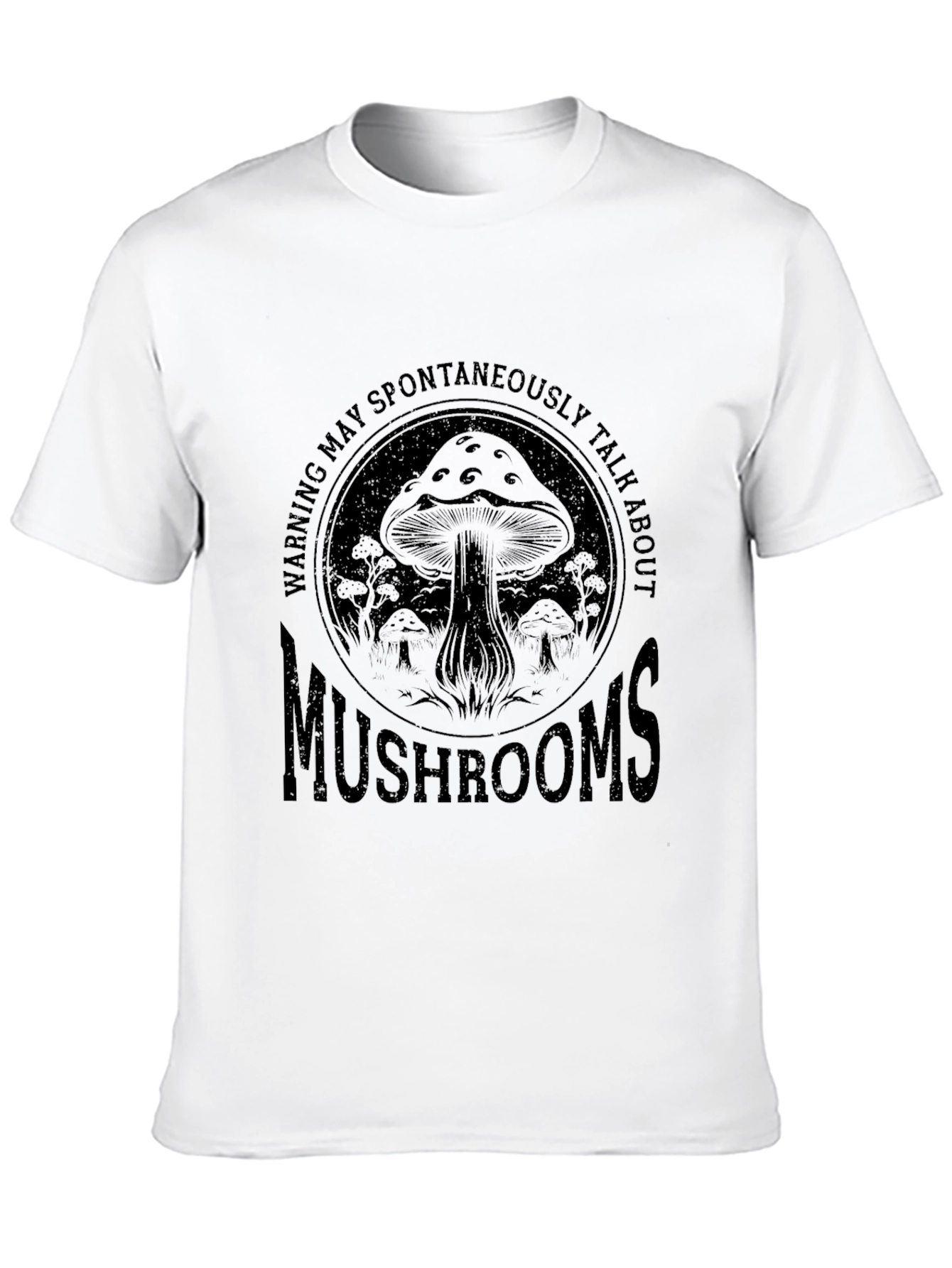 Black Mushroom Lover T-Shirt - Warning May Spontaneously Talk view 10