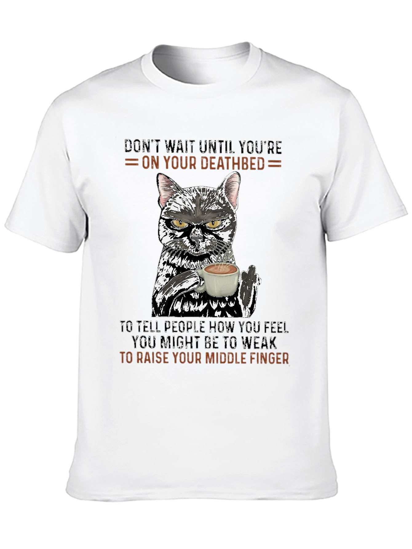 Black Funny Cat Middle Finger Graphic T-Shirt view 10