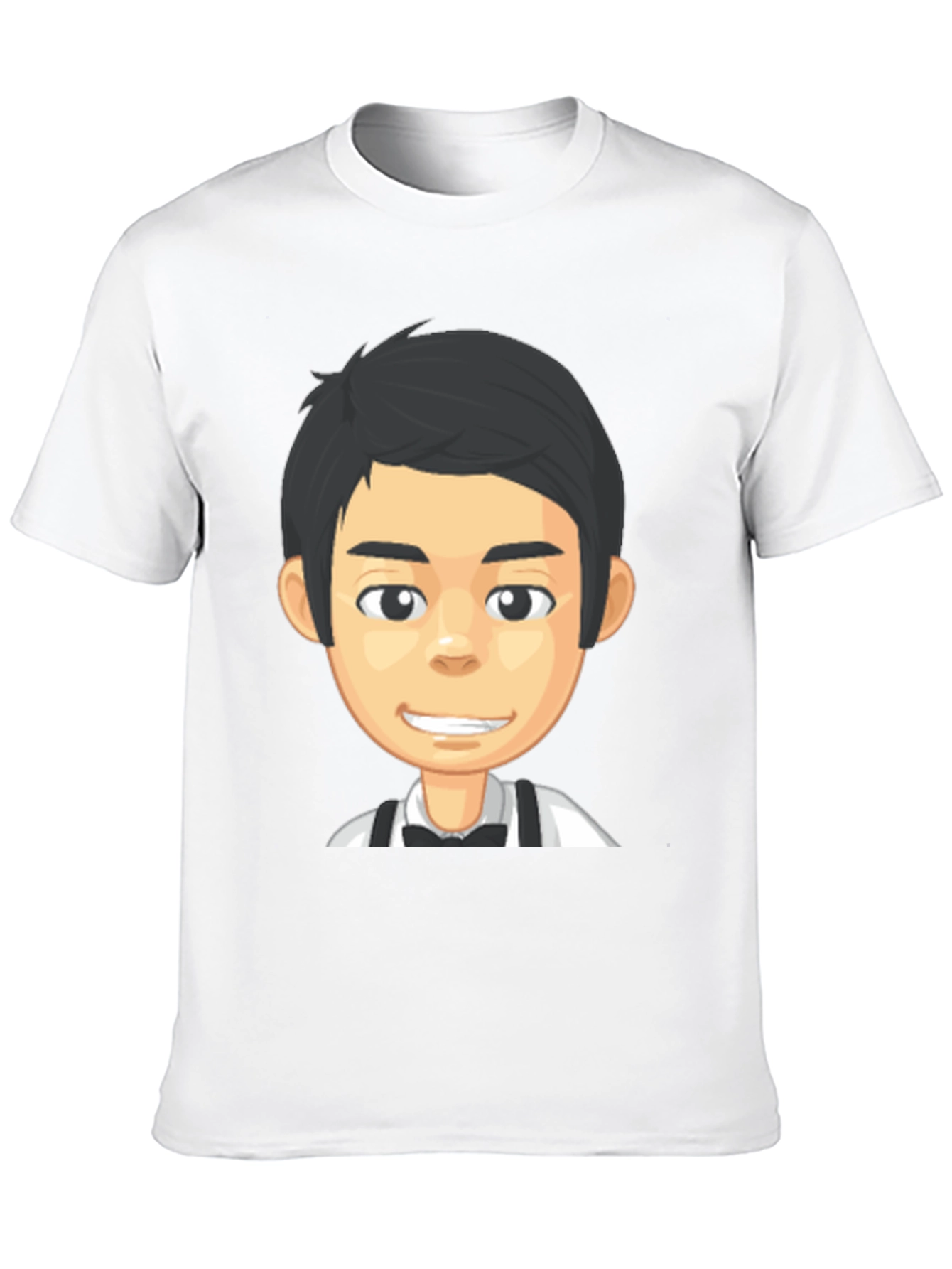 Black Cartoon Waiter Graphic Tee - Black Crew Neck T-Shirt view 10