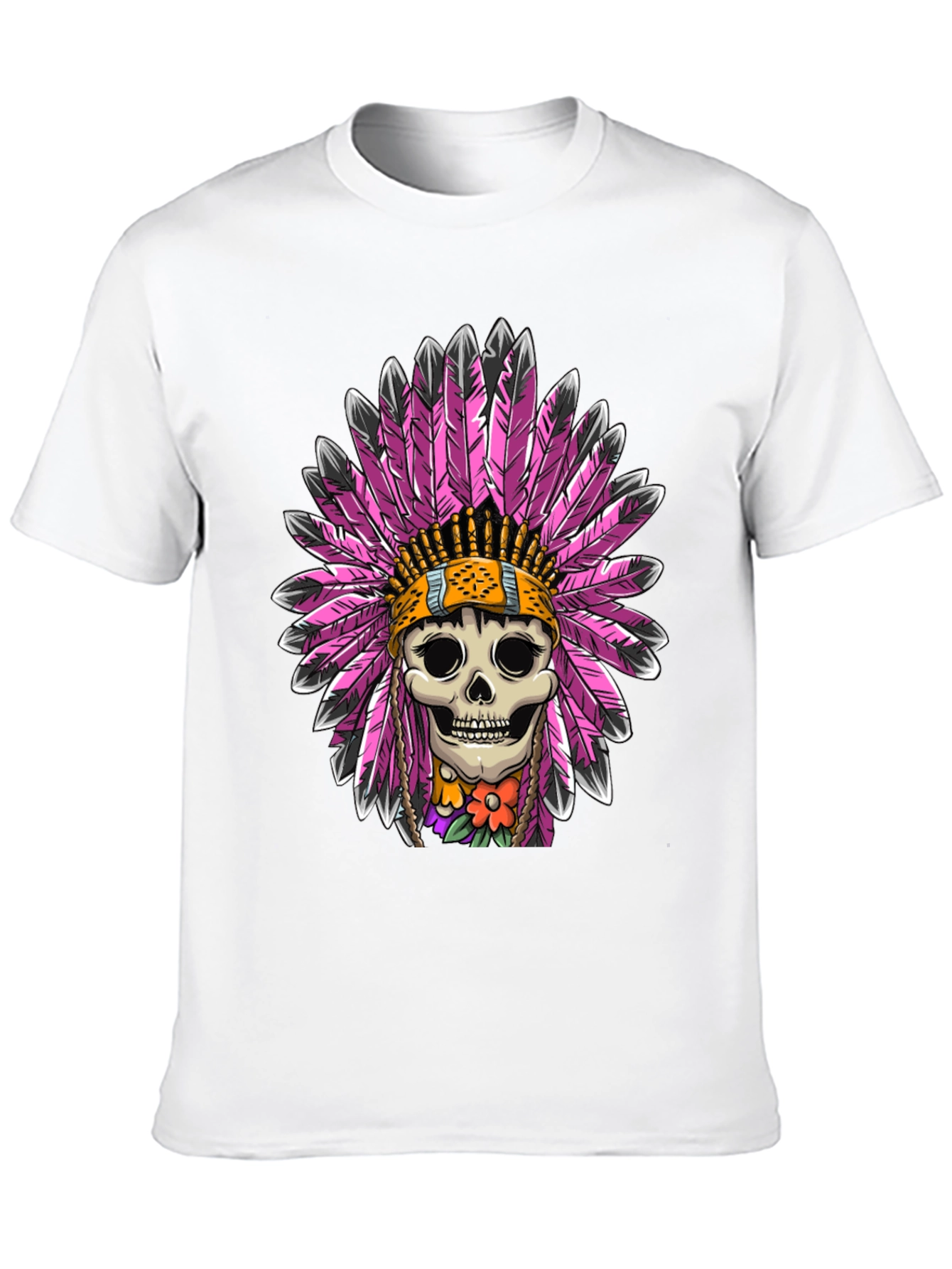 Black Skull Chief Feather Headdress T-Shirt view 10