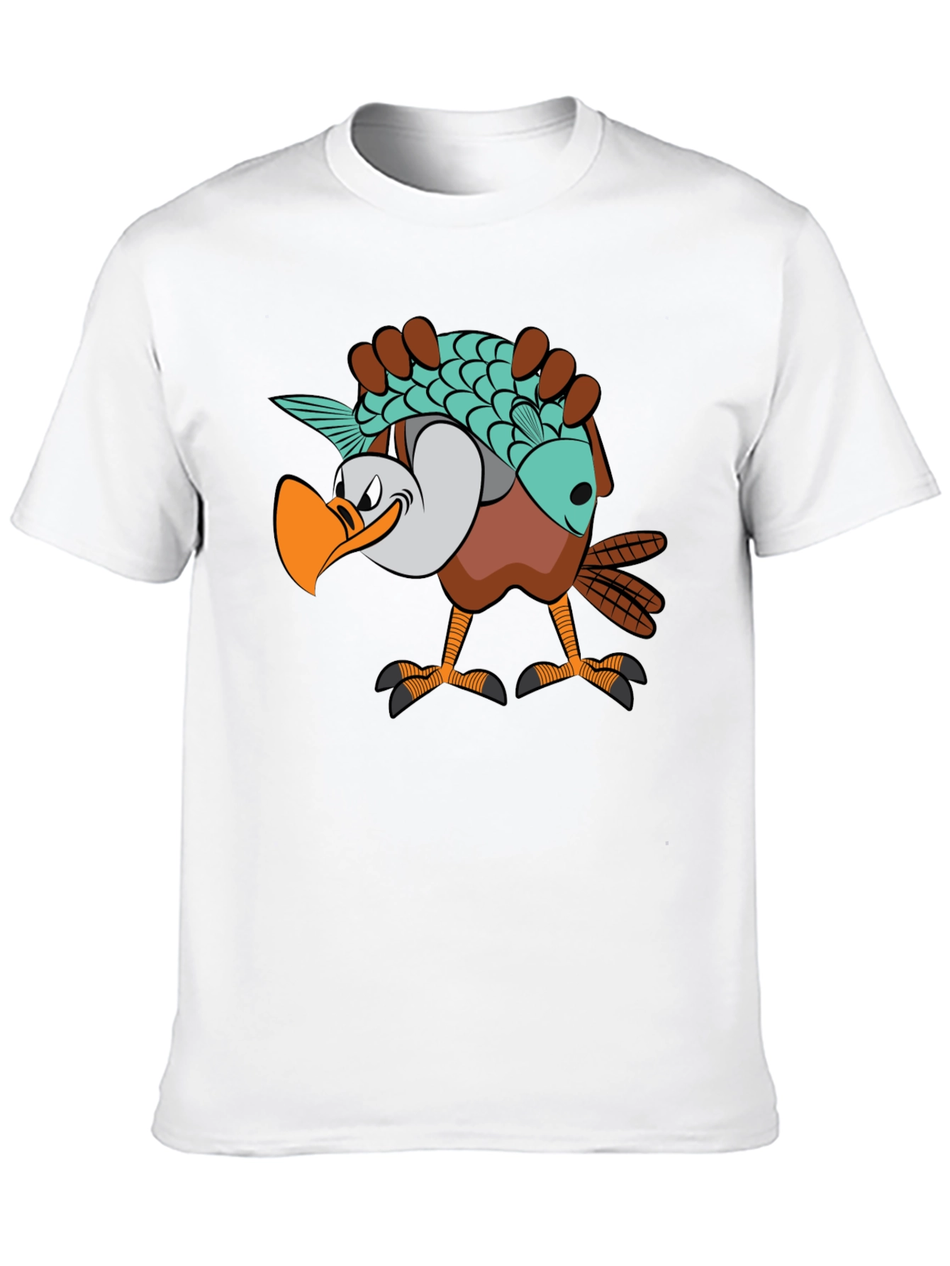 Black Funny Eagle Carrying Fish Graphic T-Shirt view 10