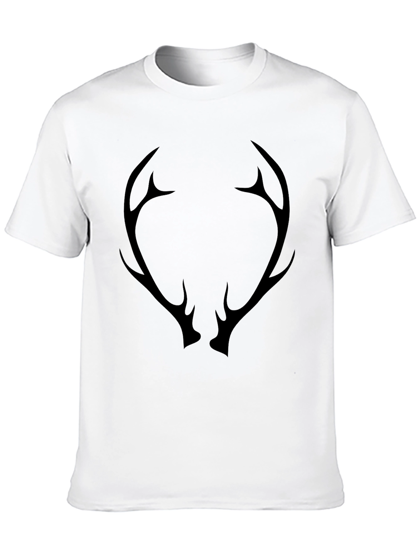 Black Men's Black T-Shirt with Antler Graphic view 10