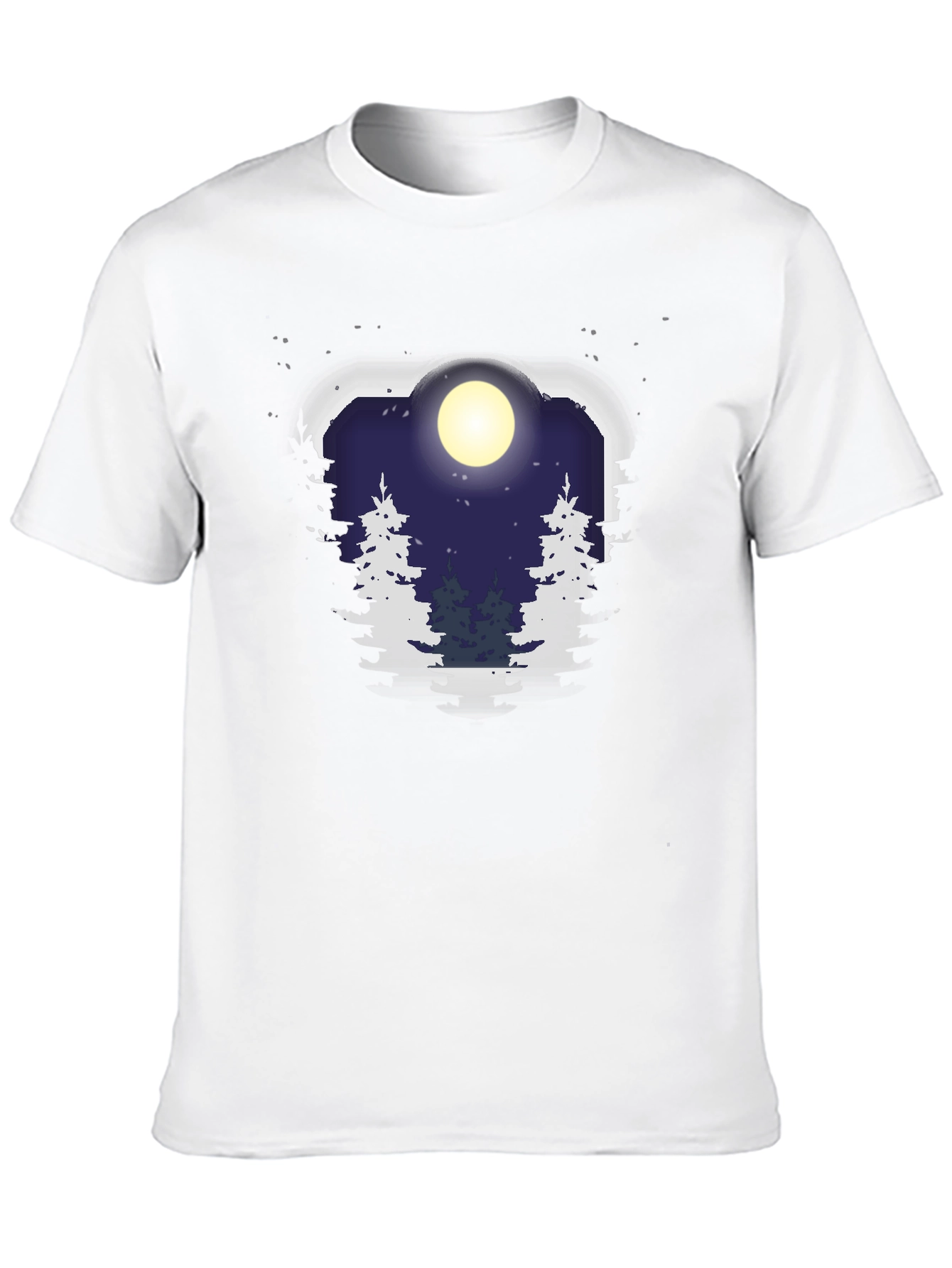 Black Night Forest Moon Graphic Tee - Unisex Black T-Shirt view 10