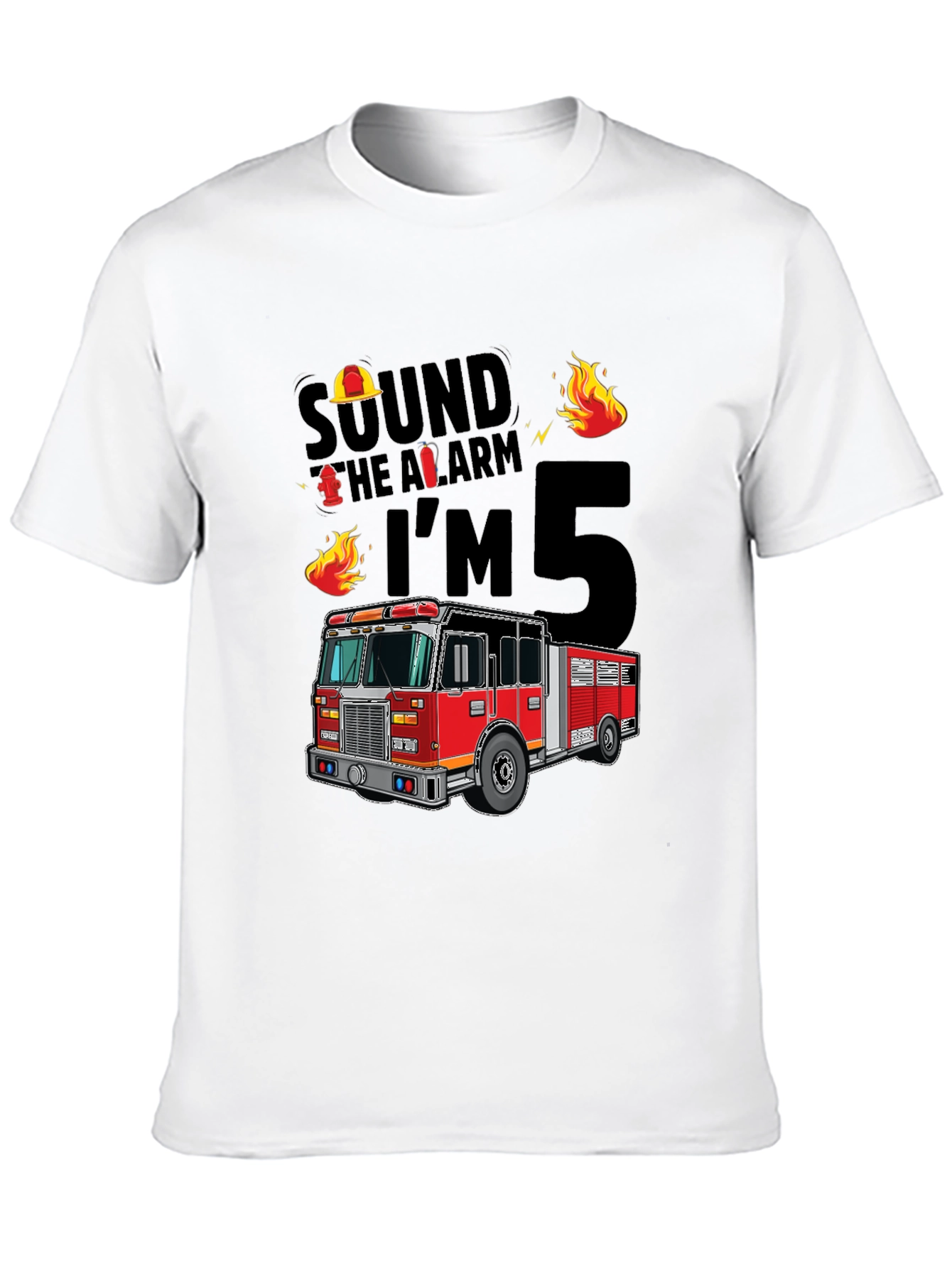 Black Fire Truck 5th Birthday T-Shirt view 10