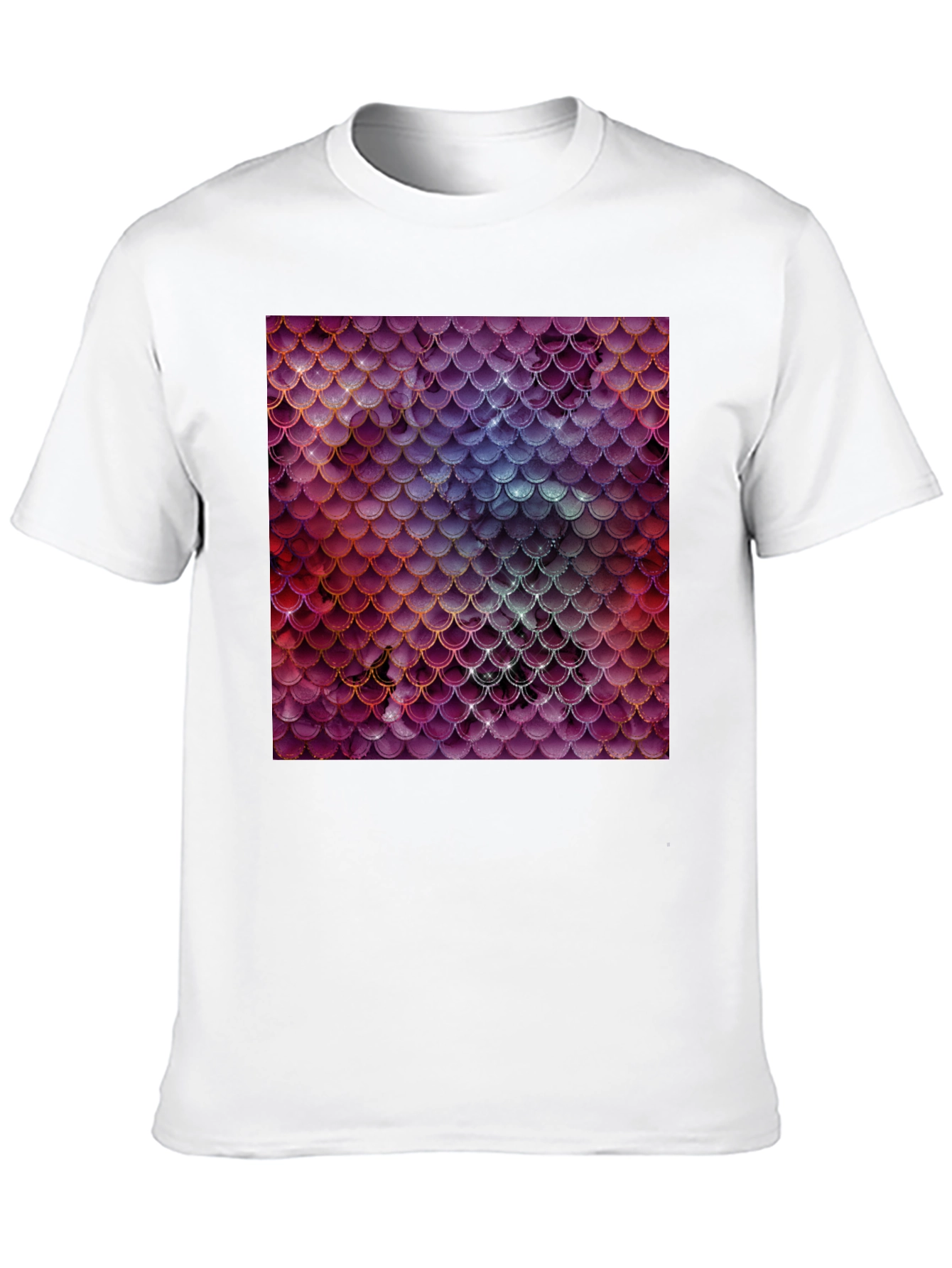 Black Men's T-Shirt with Fish Scale Print view 10