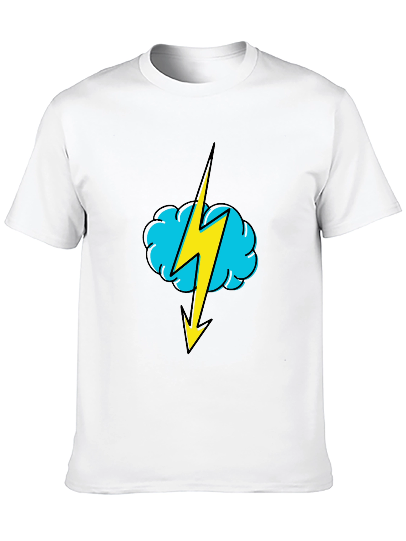 Black Black T-Shirt with Lightning Cloud Graphic view 10