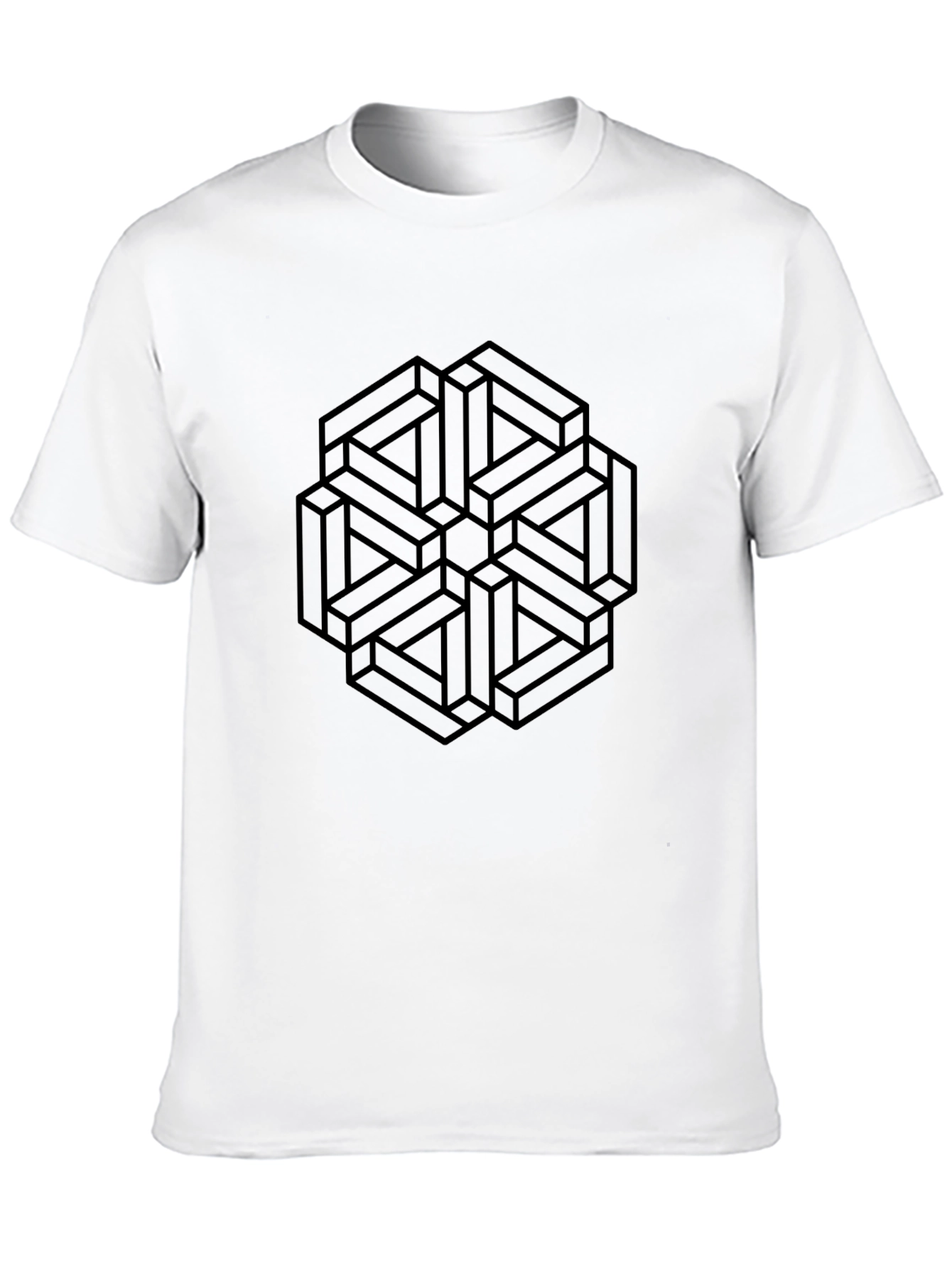 Black Geometric Illusion Black T-Shirt view 10