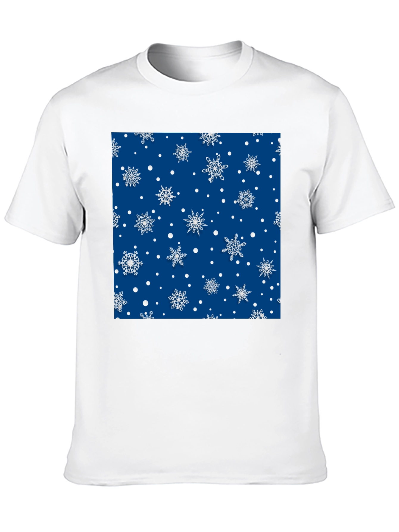 Black Festive Snowflake Pattern Black T-Shirt view 10