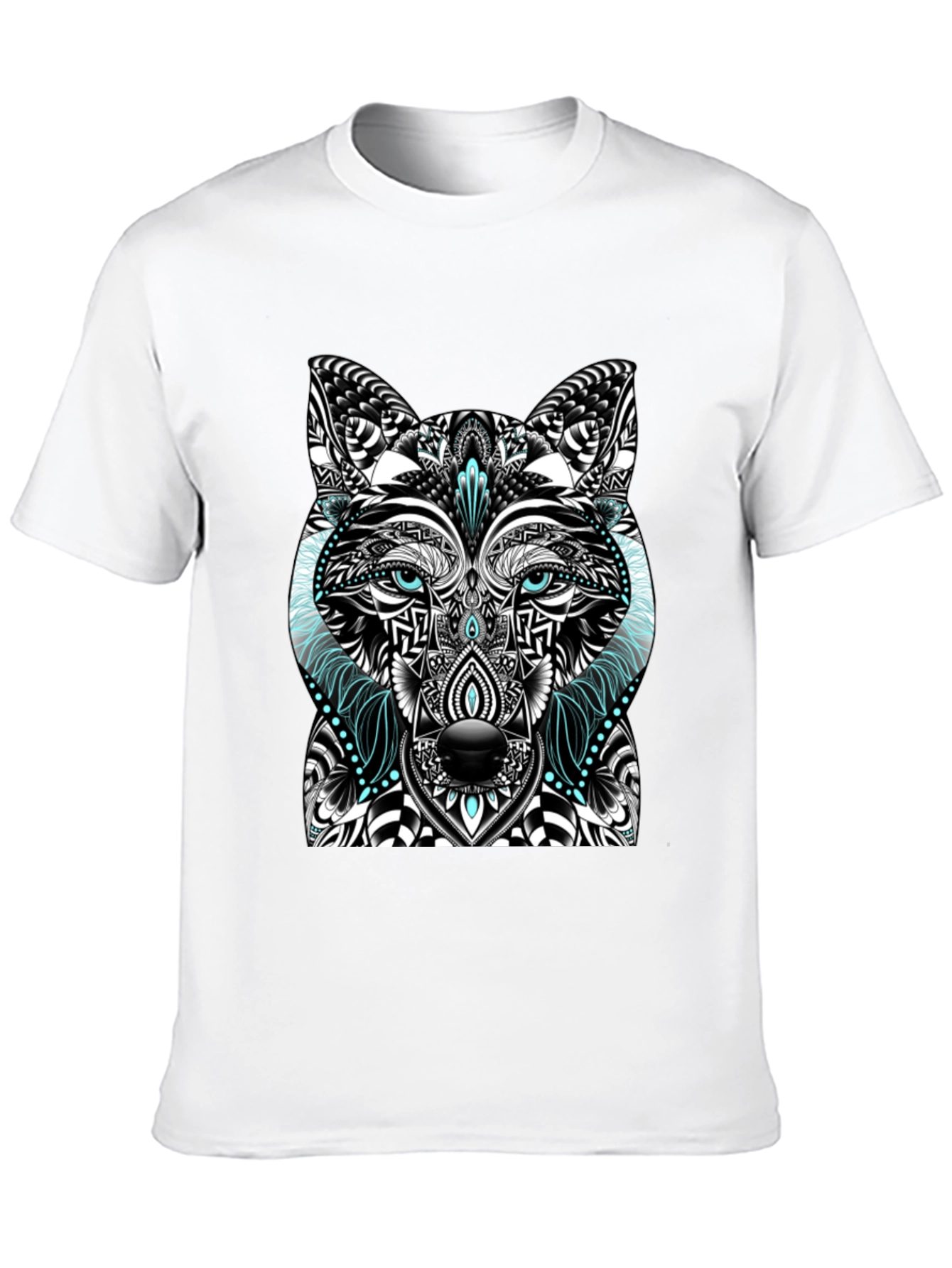 Black Wolf Graphic Print Men's Black T-Shirt view 10