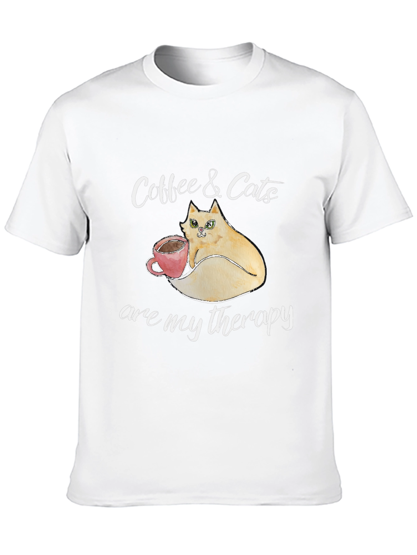 Black Coffee & Cats Therapy T-Shirt - Unique Design view 10