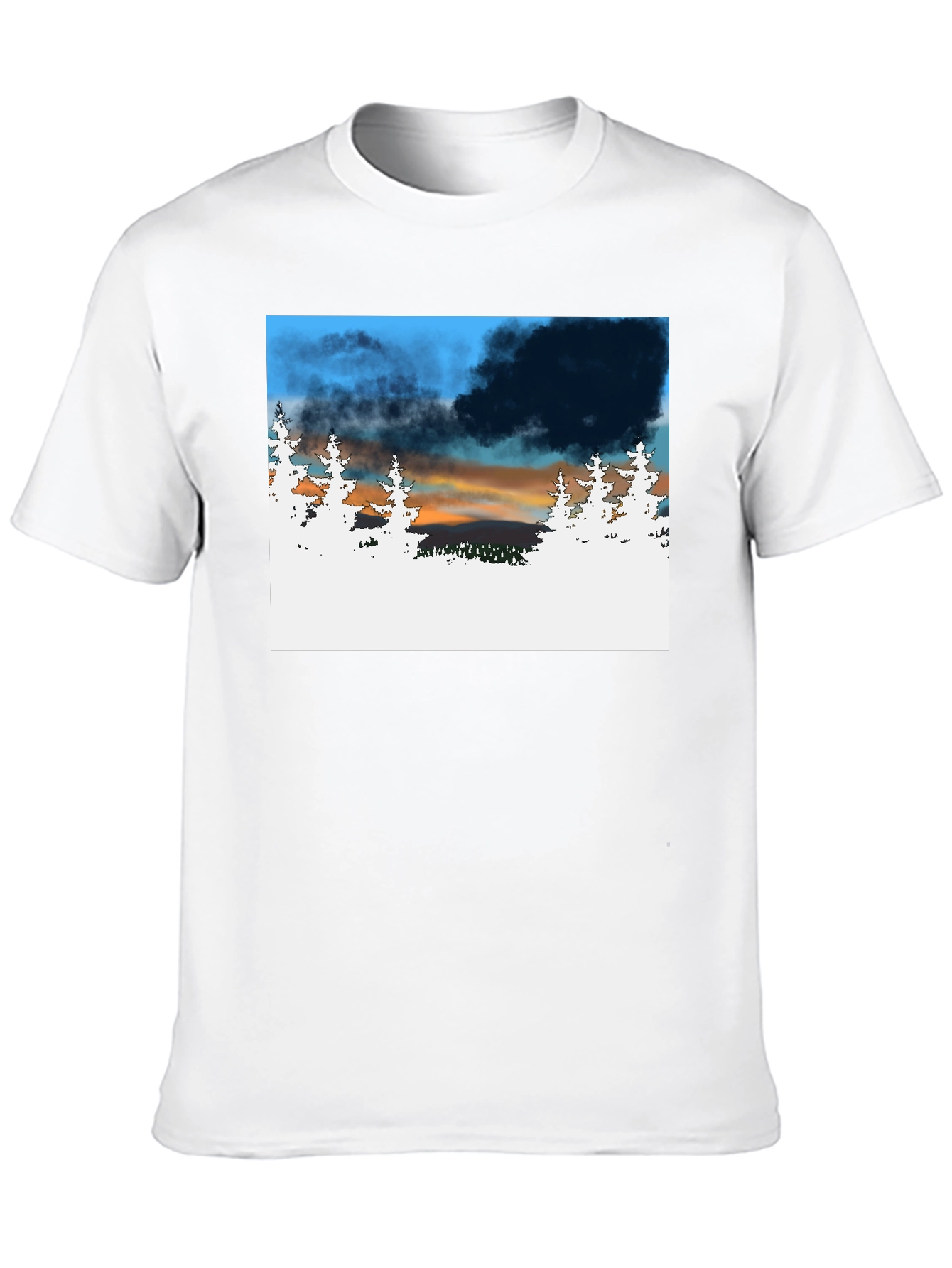 Black Nature Scene Graphic Print Black T-Shirt view 10