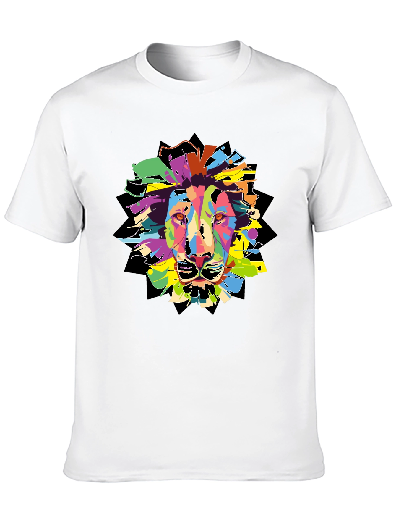 Black Colorful Lion Graphic T-Shirt - Men's Black Tee view 10