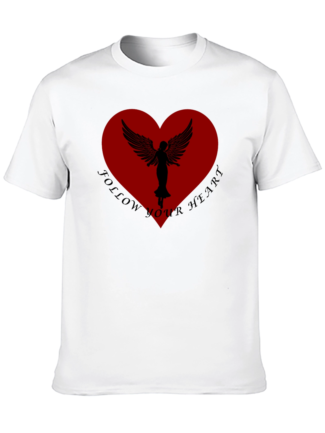 Black Follow Your Heart Angel Wings Black T-Shirt view 10
