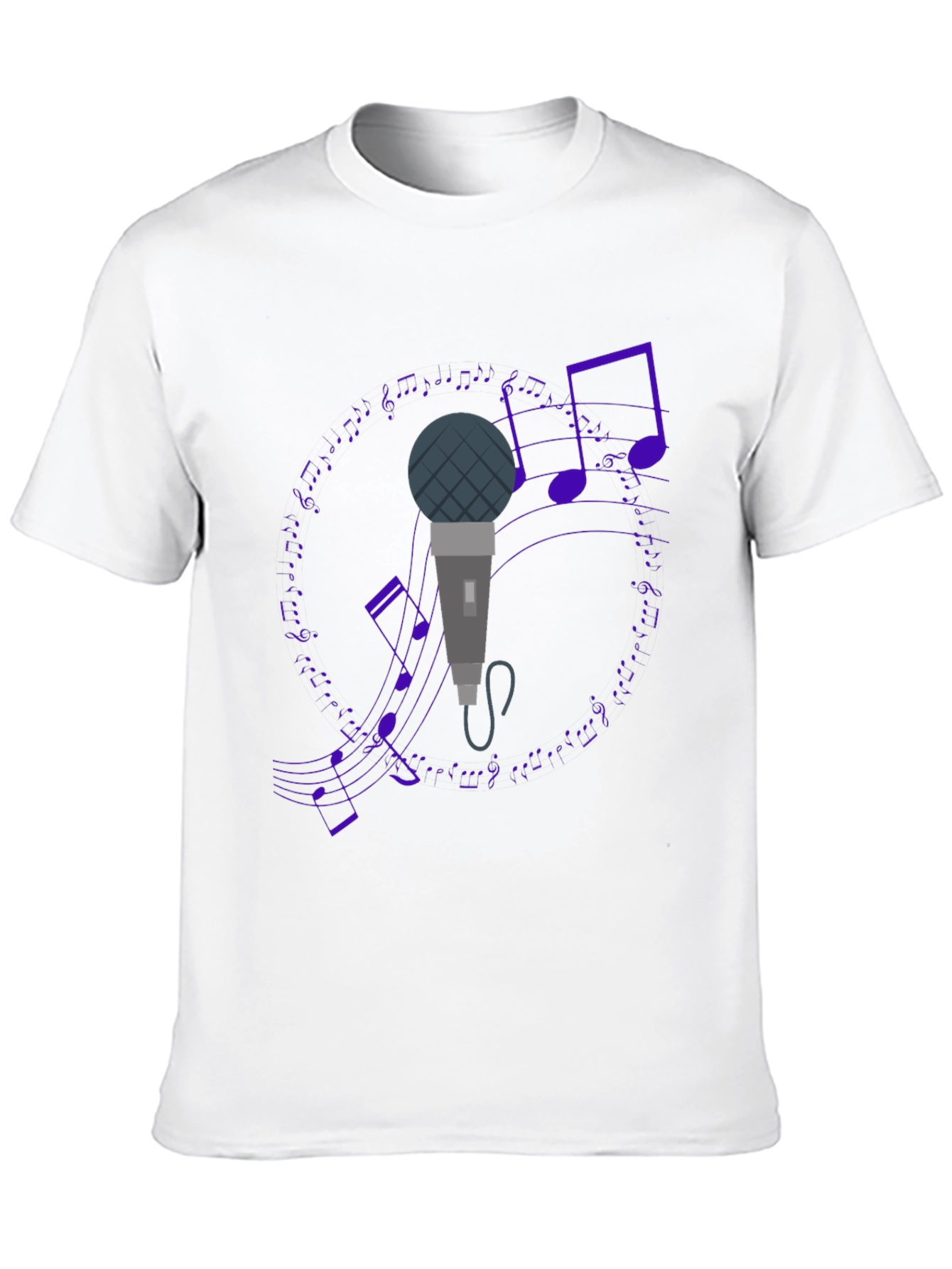 Black Microphone and Music Notes Black T-Shirt view 10